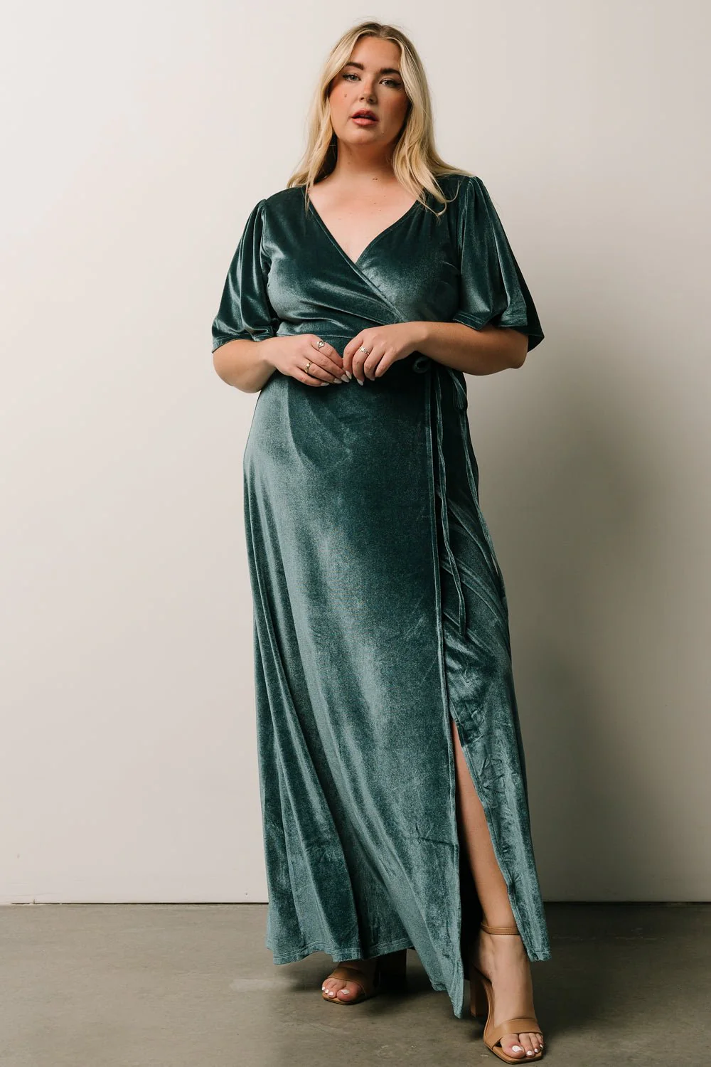 Meghan Velvet Wrap Maxi Dress | Persian Blue