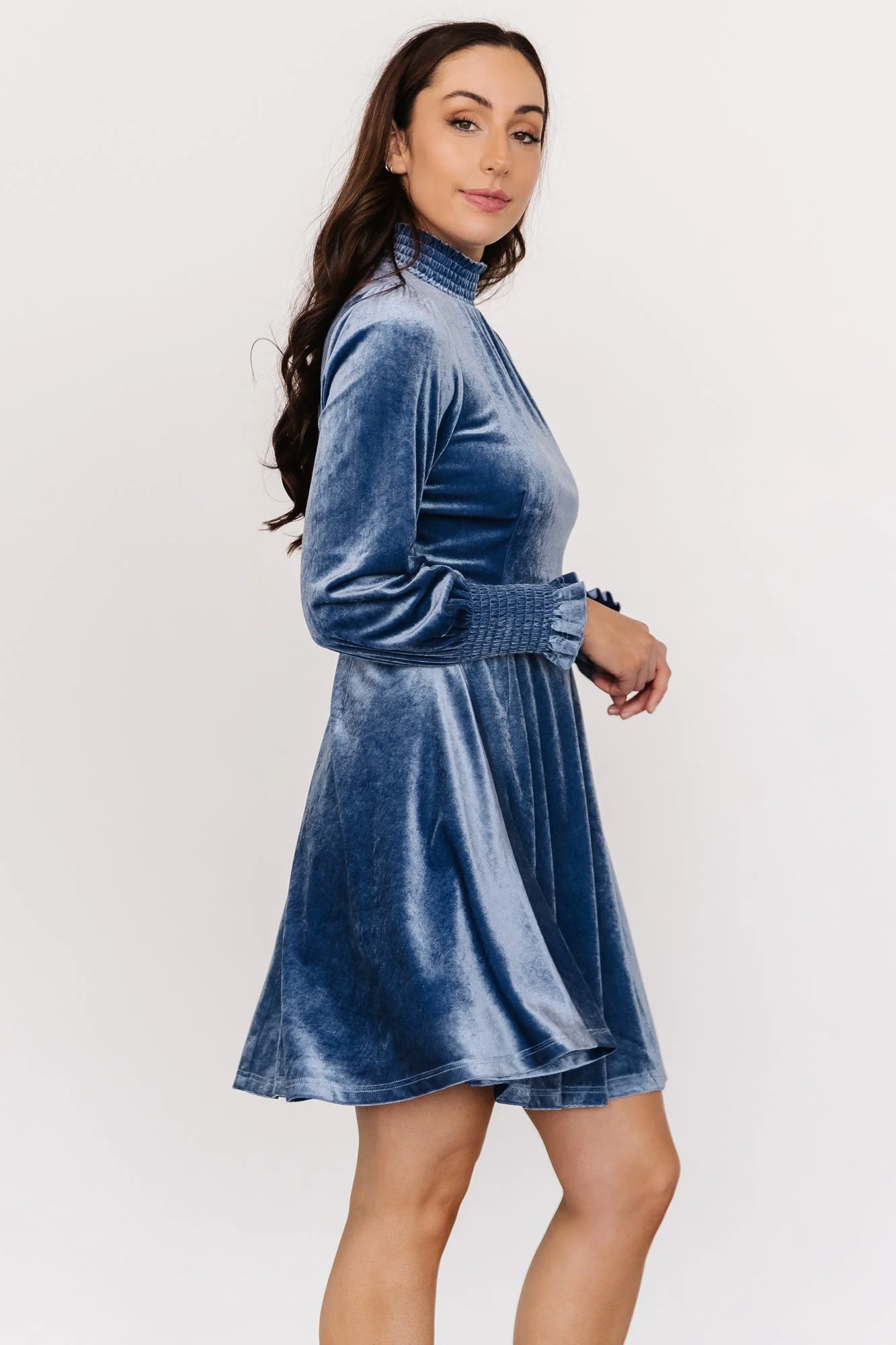 Tina Velvet Short Dress | Blue