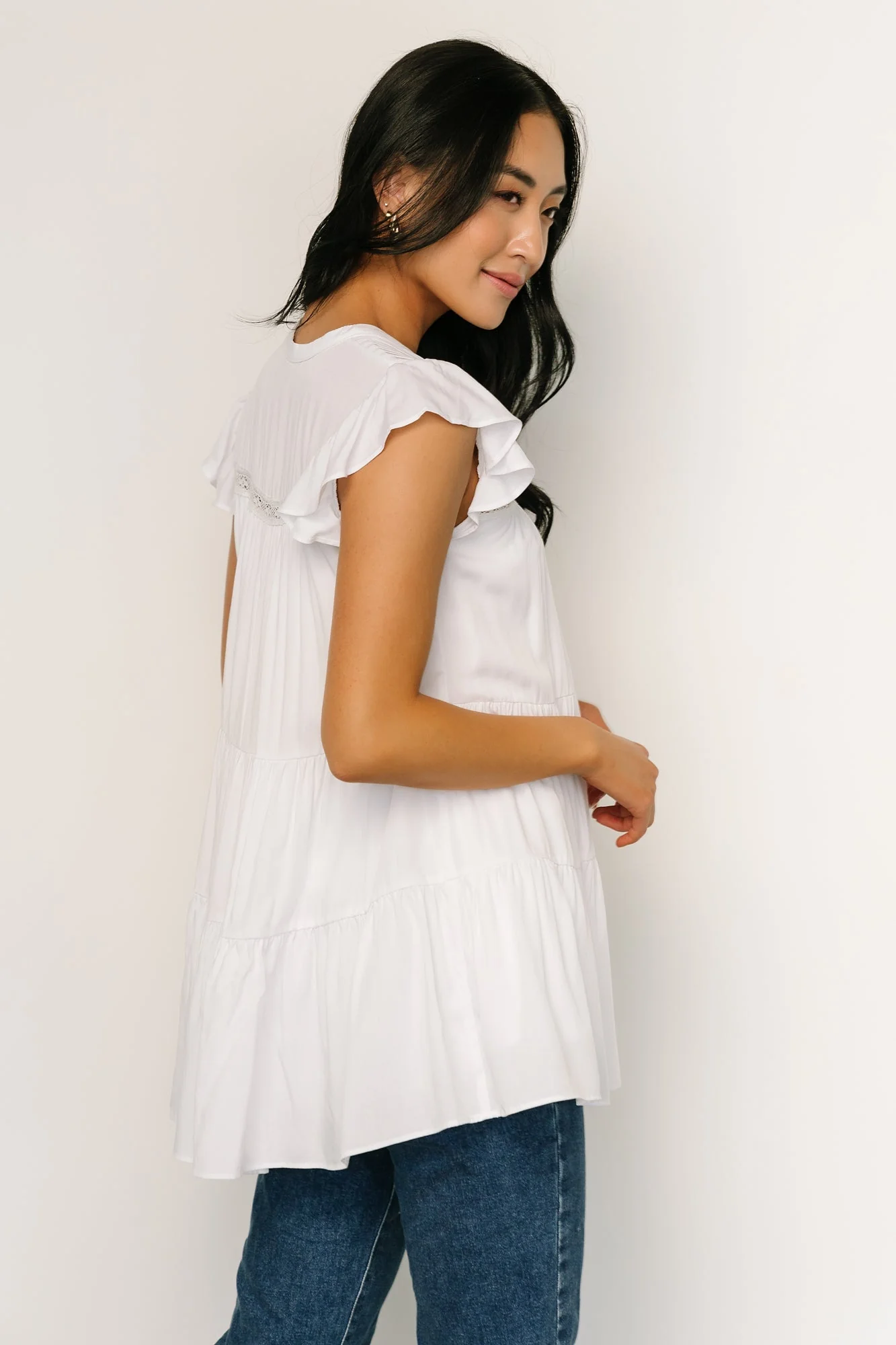 Margaret Tiered Top | White