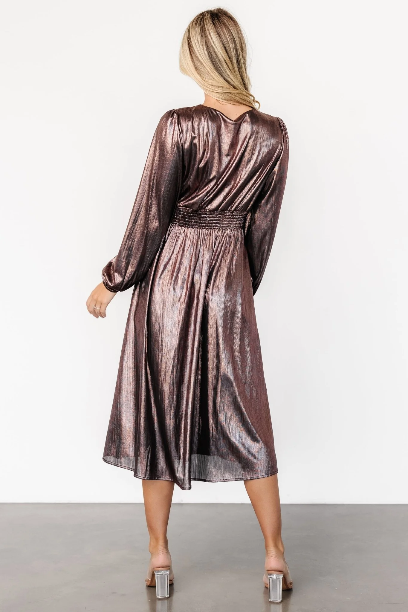 Aisha Shimmer Dress | Bronze