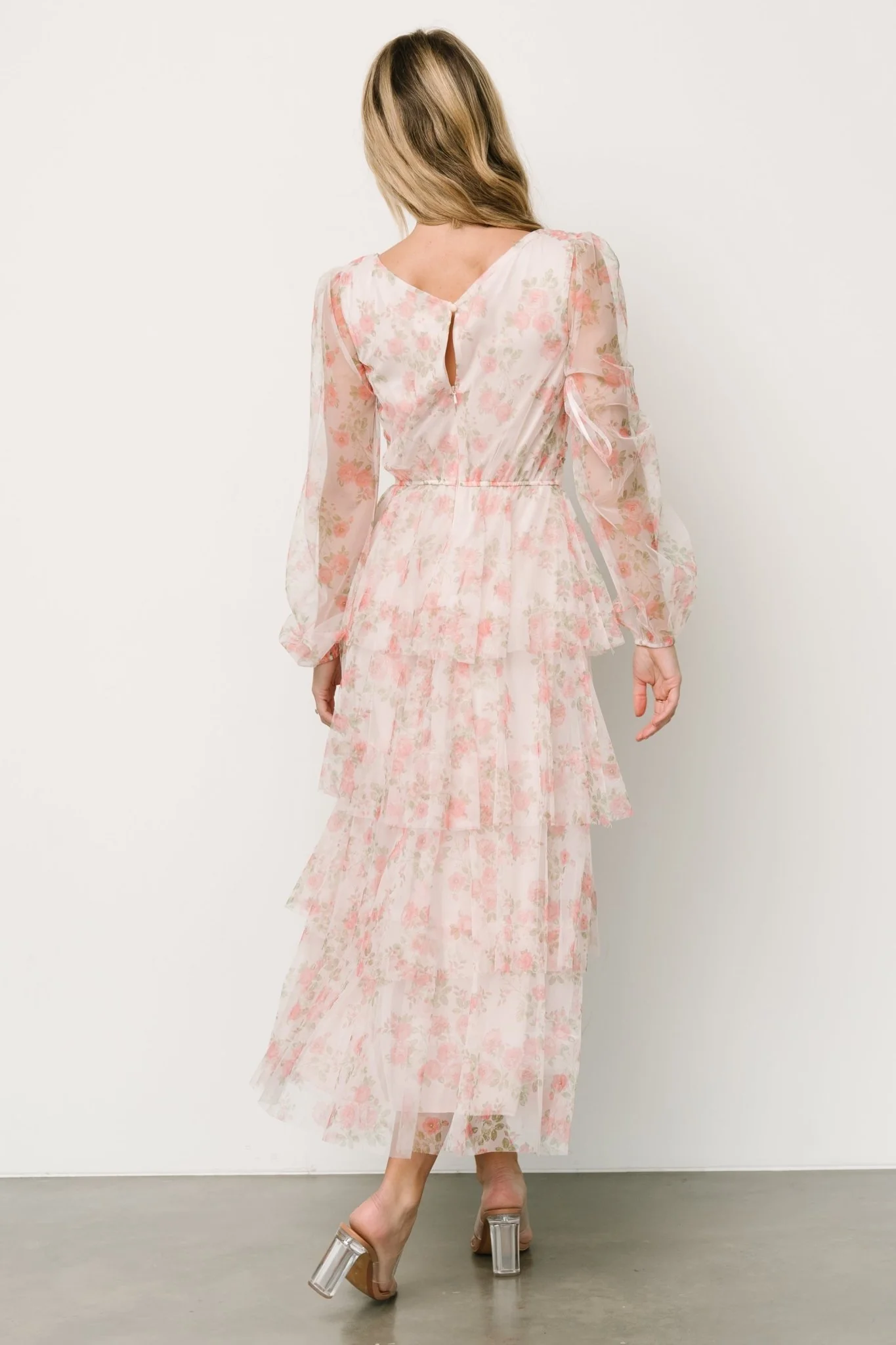Carolina Tulle Tiered Maxi Dress | Blush Floral