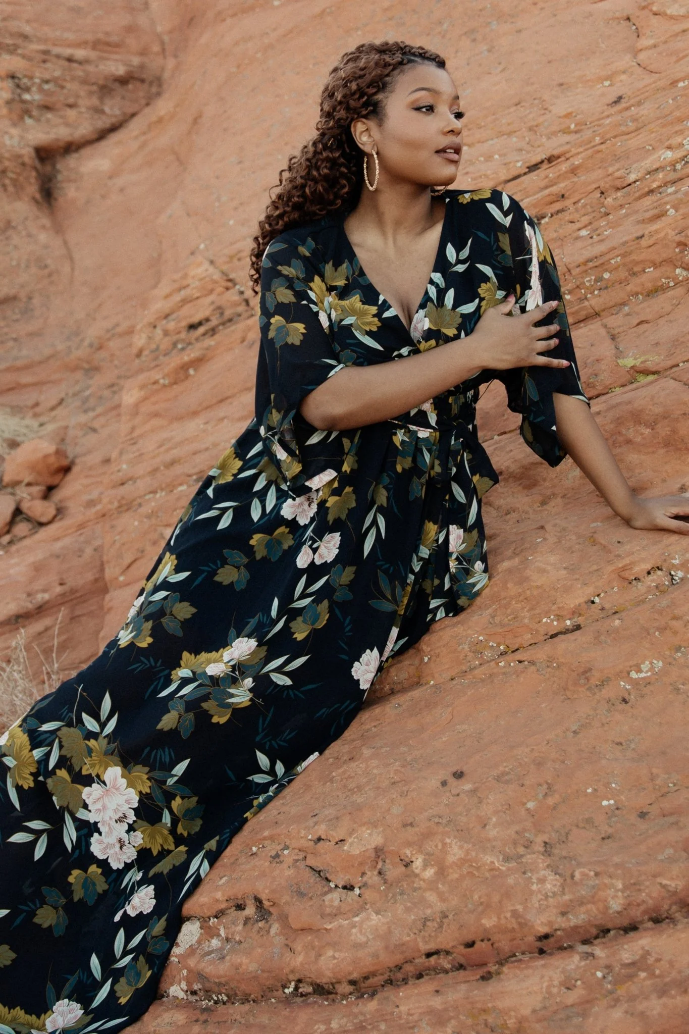 Kia Kimono Maxi Dress | Navy Floral
