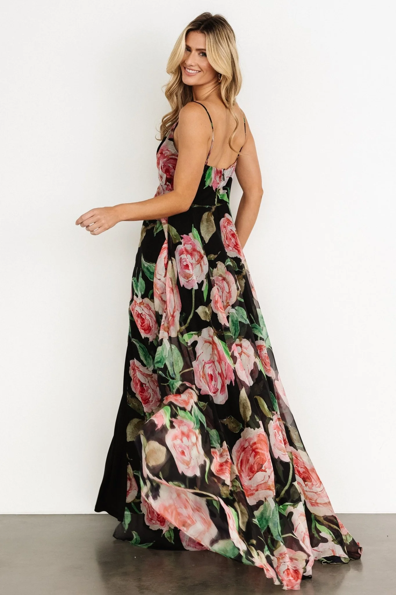 Vivienne Maxi Dress | Black Rose Floral