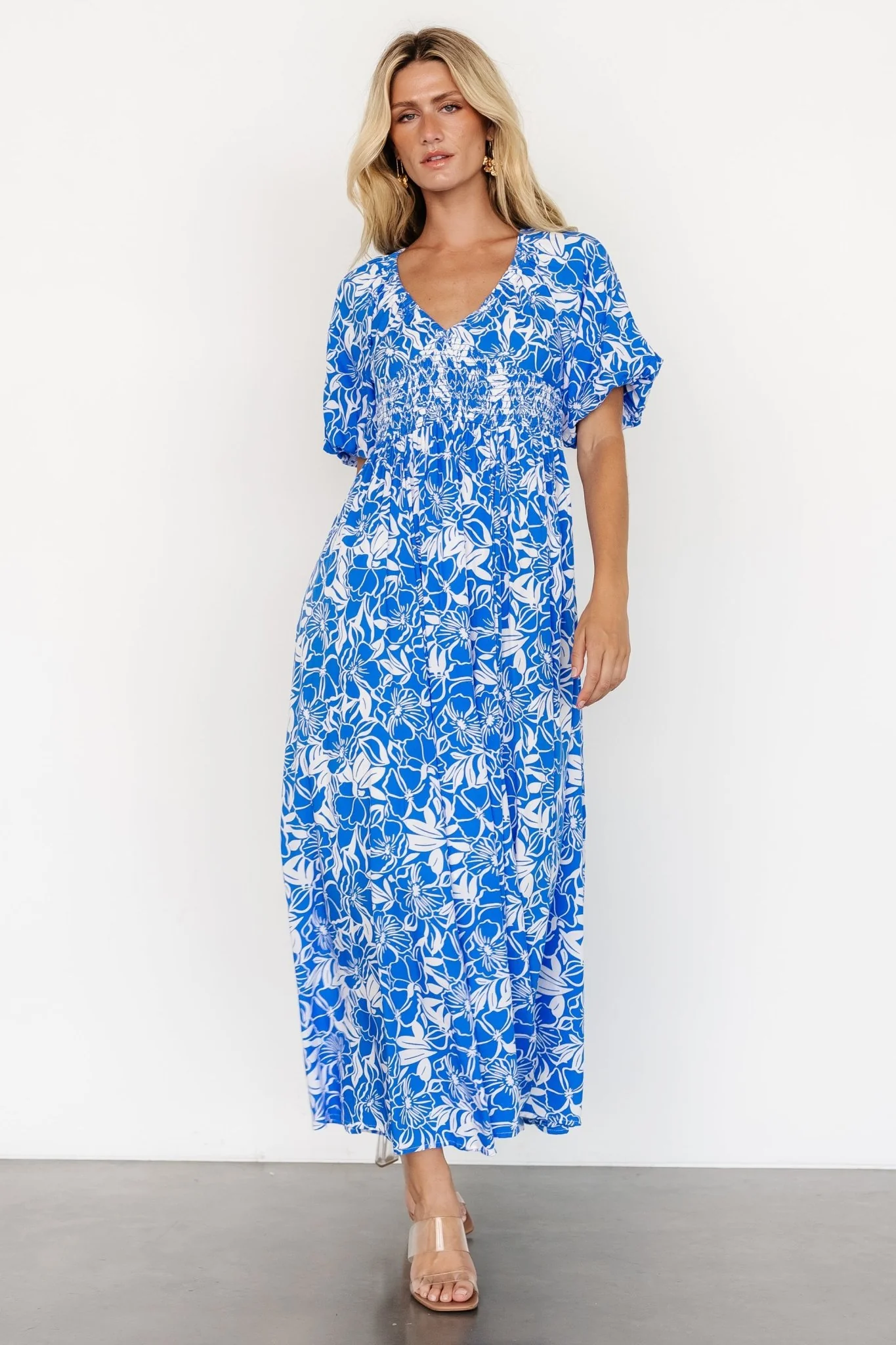 Elaine Maxi Dress | Blue + White