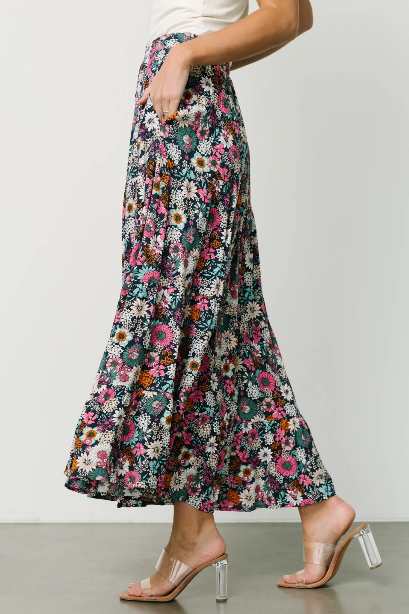 Reilly Maxi Skirt | Navy Flower Print