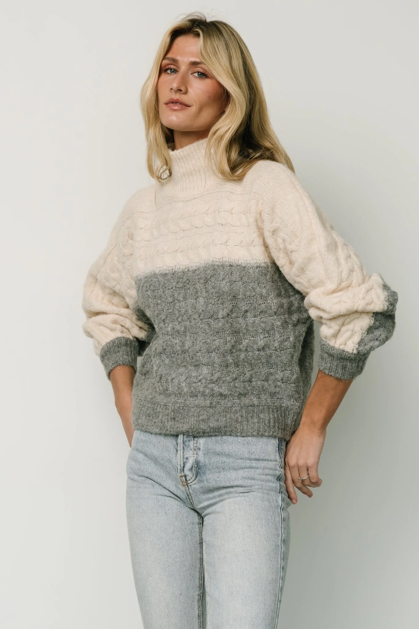 Jody Knit Sweater | Ivory + Gray