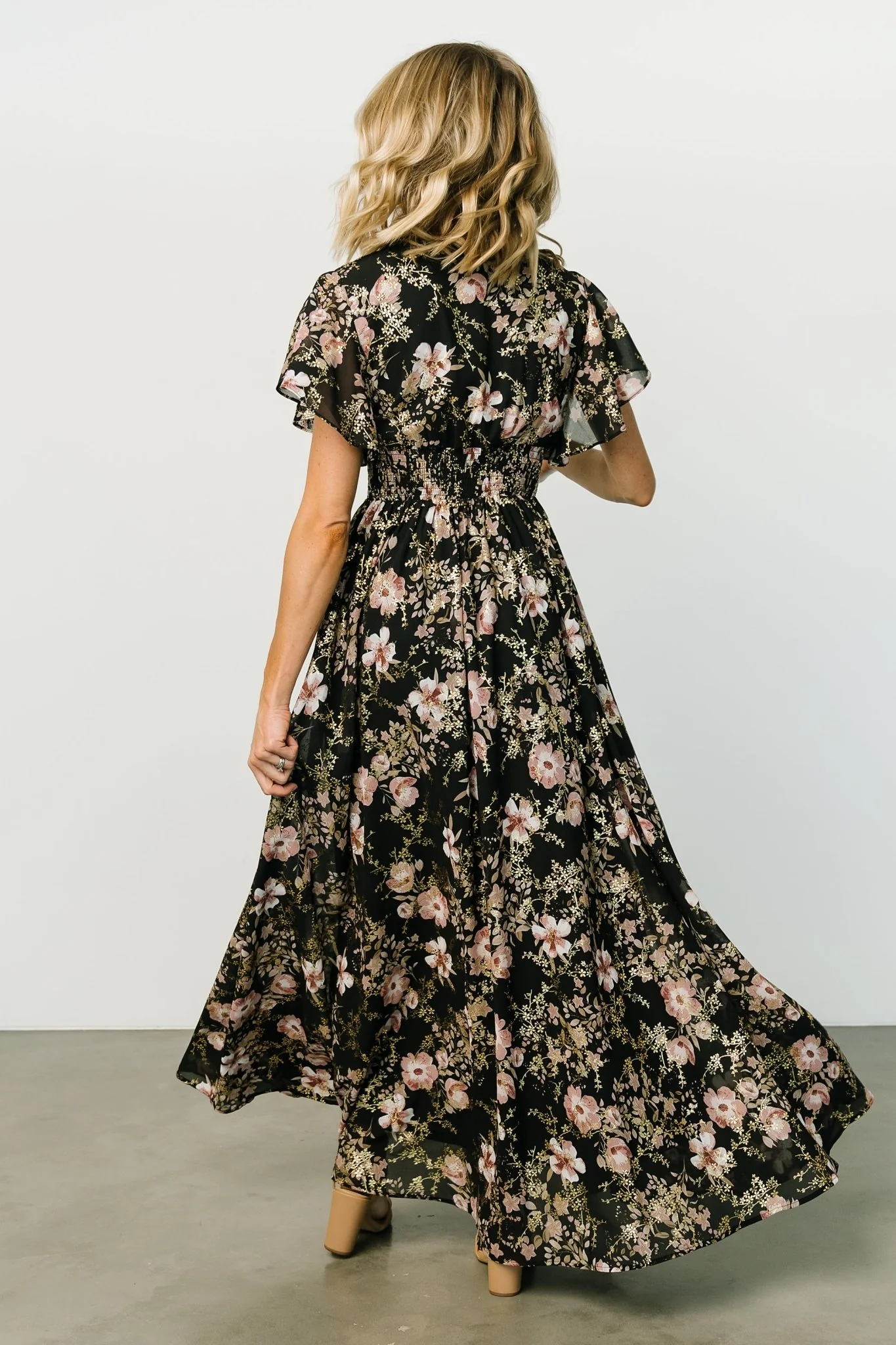 Lynlee Metallic Maxi Dress | Black + Mauve