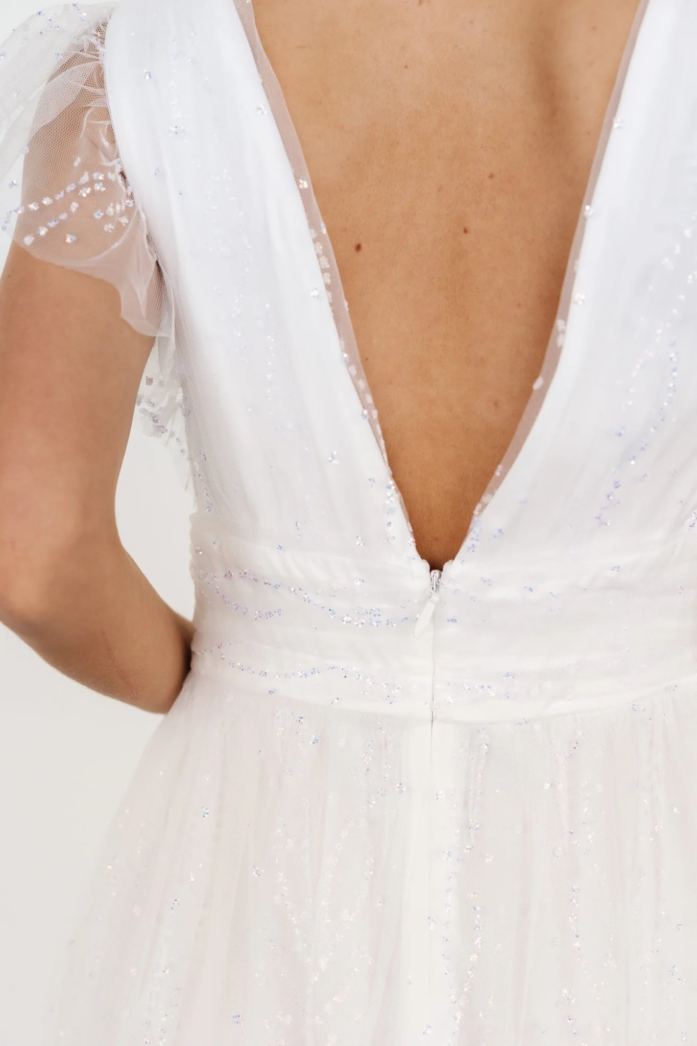 Annika Sequin Mesh Maxi Dress | Off White