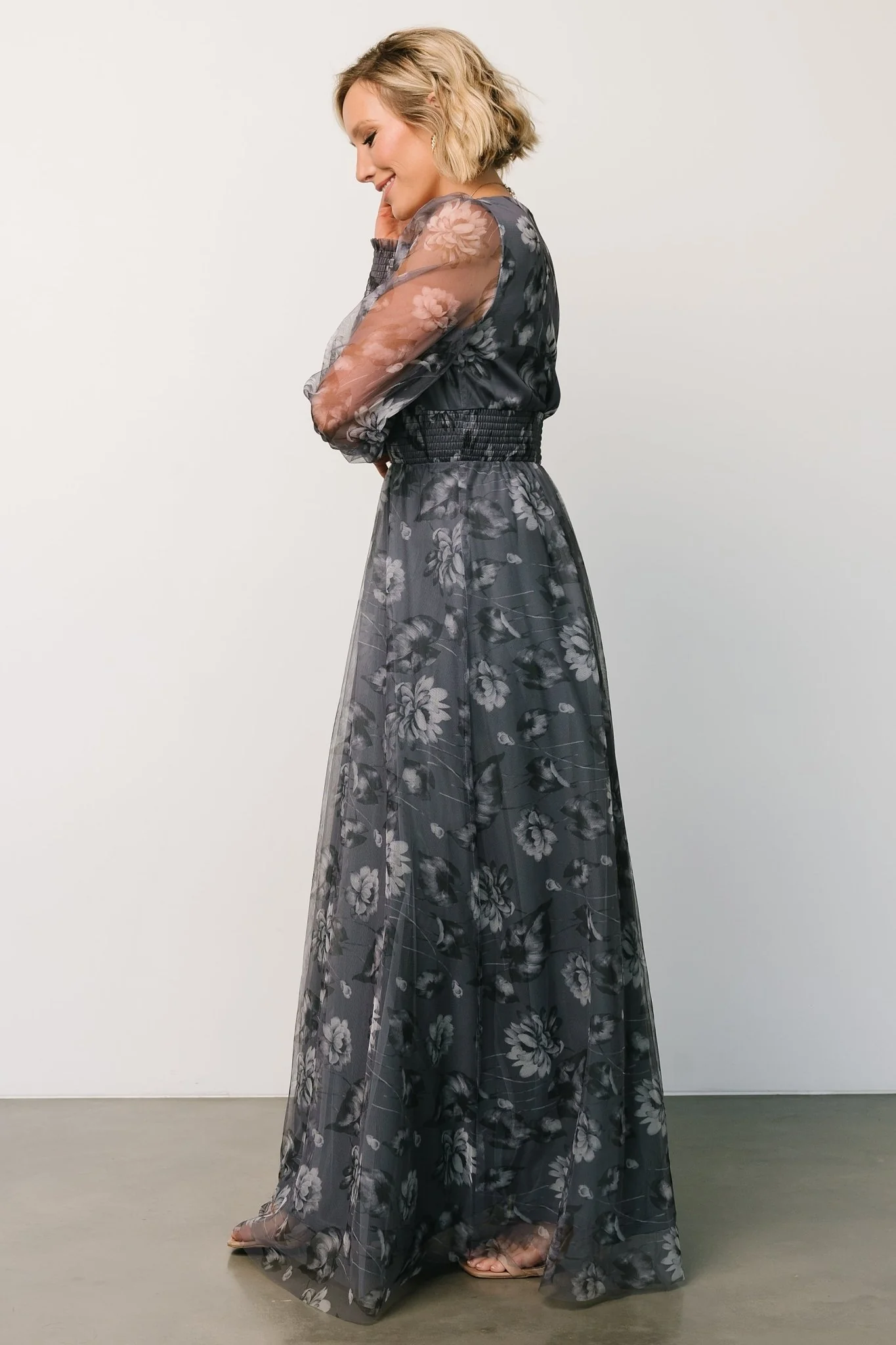Layla Tulle Maxi Dress | Slate Floral