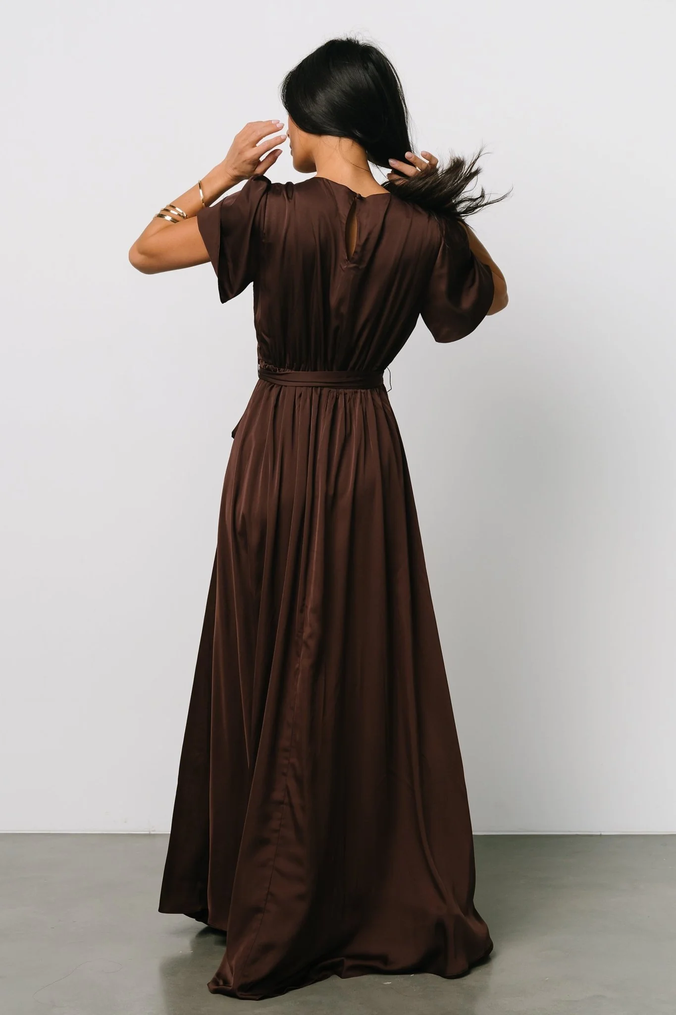 Agnes Satin Maxi Dress | Espresso