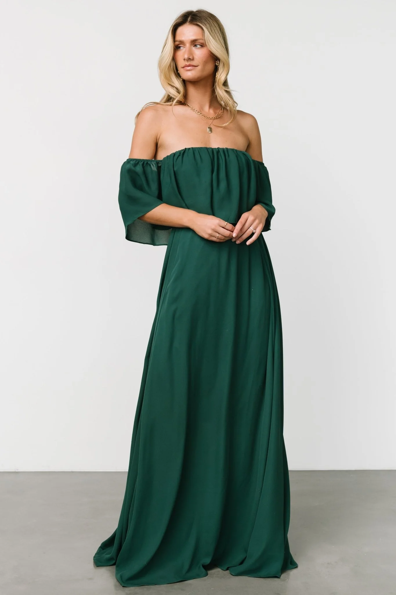 Diana Off Shoulder Maxi Dress | Emerald