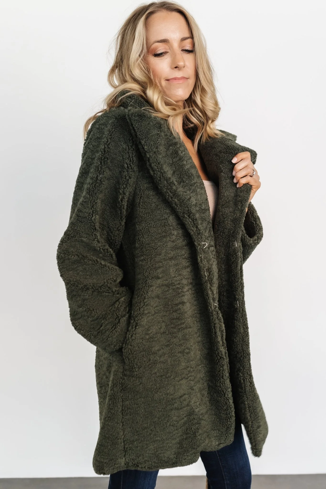 Damien Sherpa Coat | Dark Green