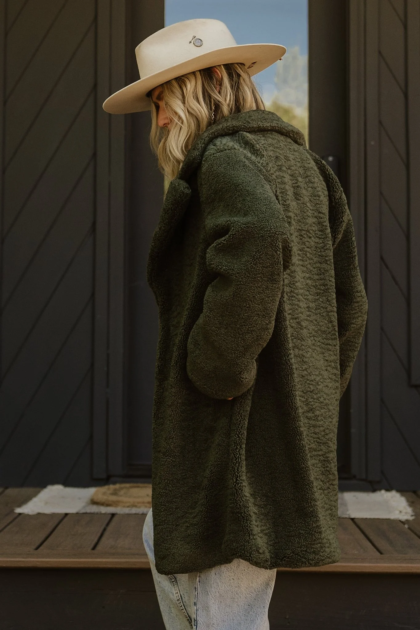 Damien Sherpa Coat | Dark Green