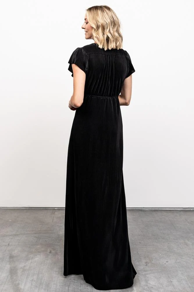Athena Pleated Maxi Dress | Black