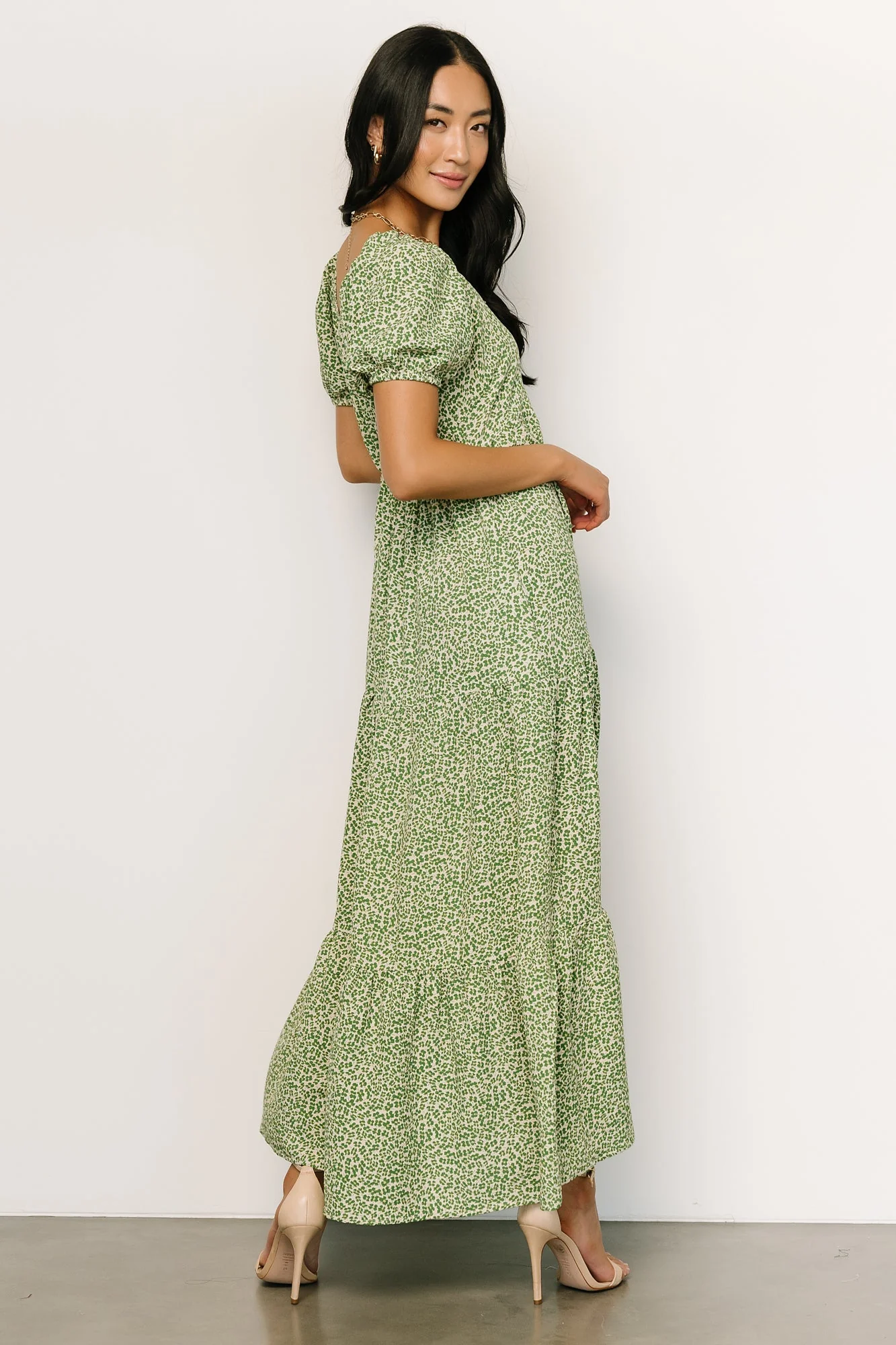 Gables Puff Sleeve Maxi Dress | Green Multi
