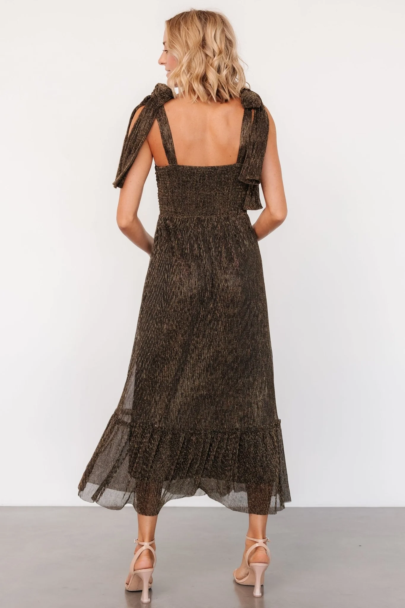 Tosha Shimmer Tank Dress | Black + Gold