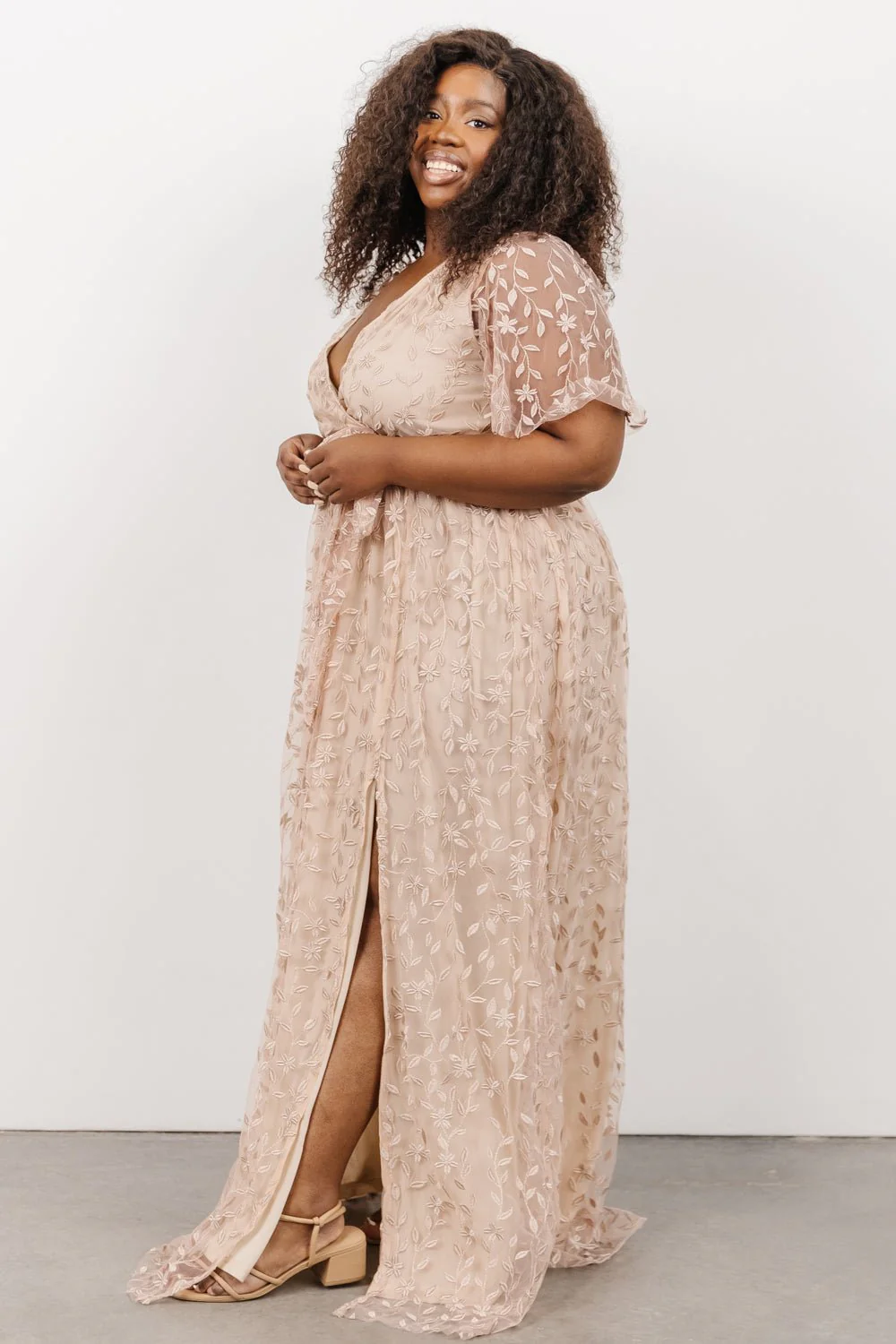 Marseille Embossed Maxi Dress | Champagne