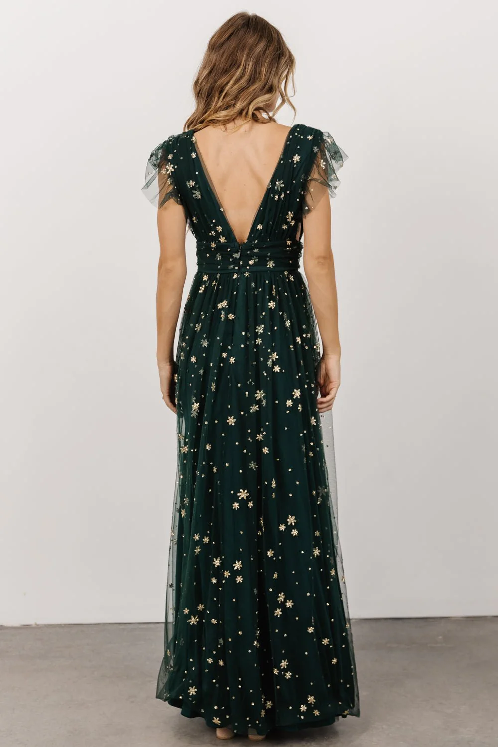 Nova Shimmer Maxi Dress | Green + Gold