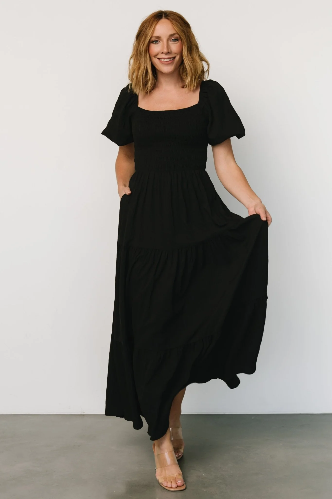 Amaya Smocked Dress | Black