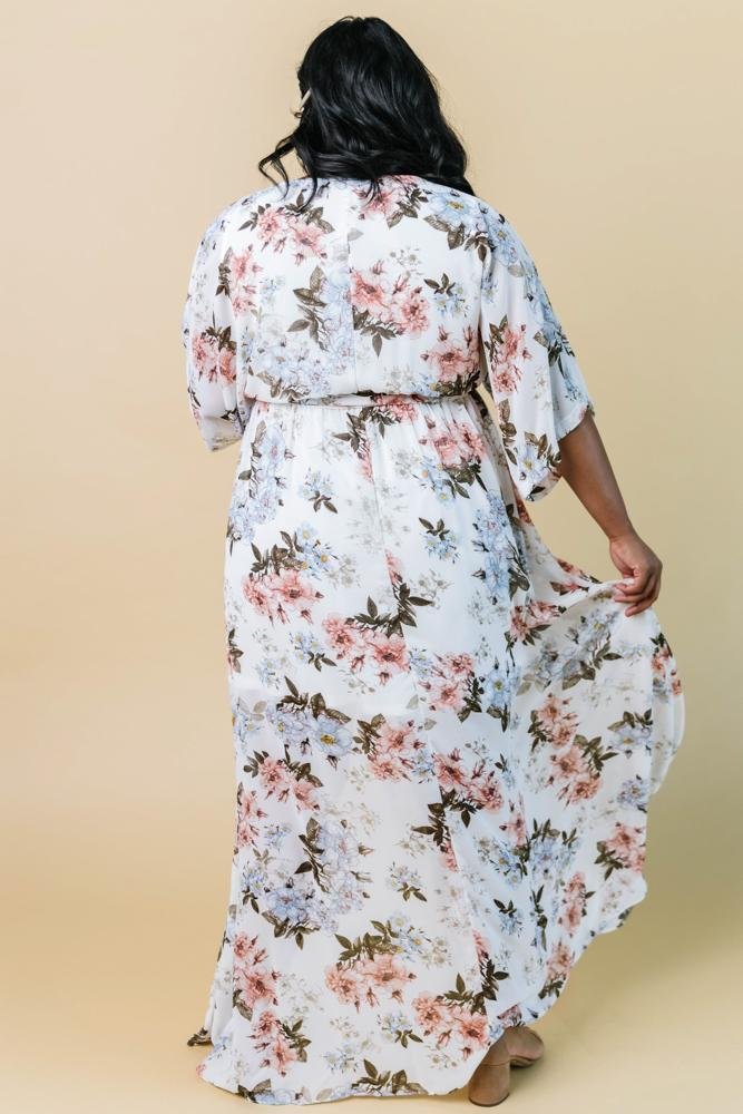 Kia Kimono Maxi Dress | White Floral