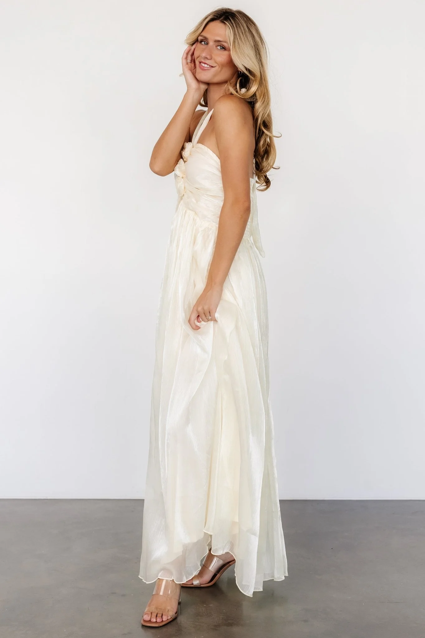 Frederica Halter Maxi Dress | Cream Shimmer