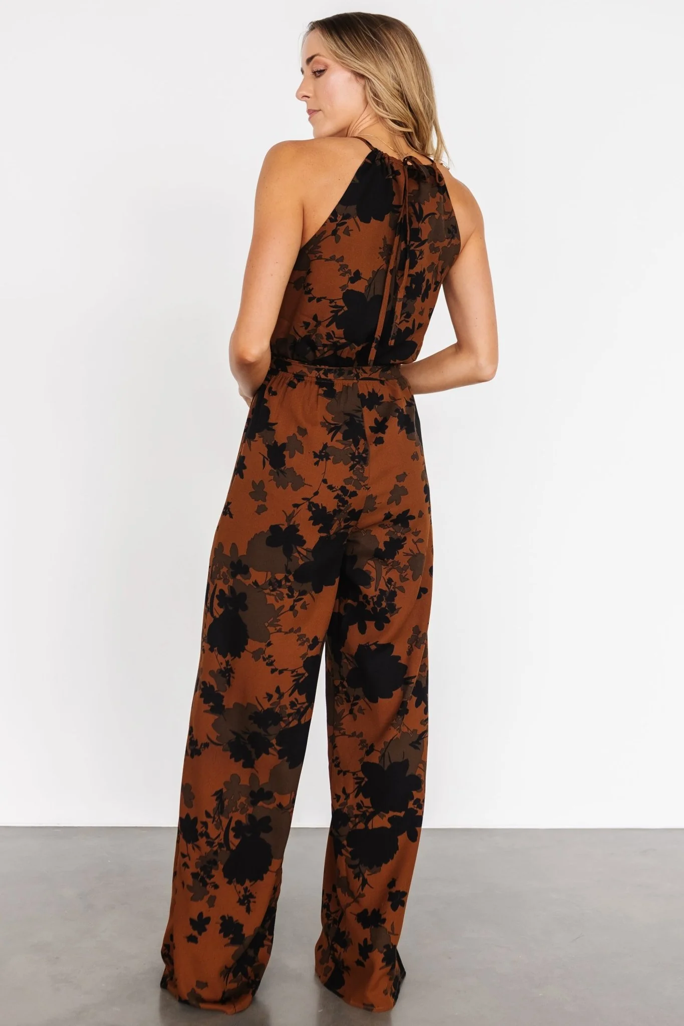 Alameda Halter Jumpsuit | Espresso Print
