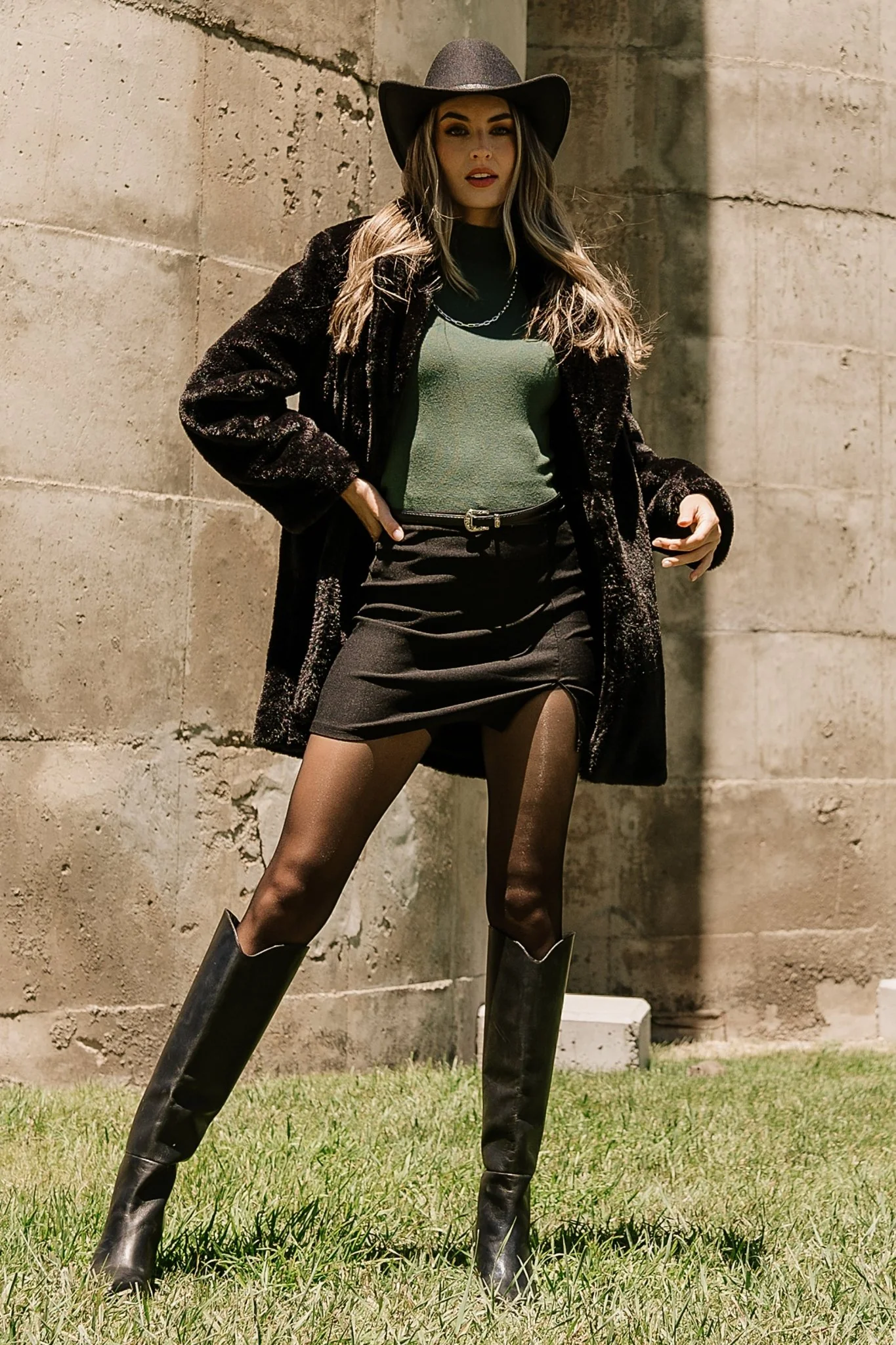 Narla Faux Fur Coat | Black