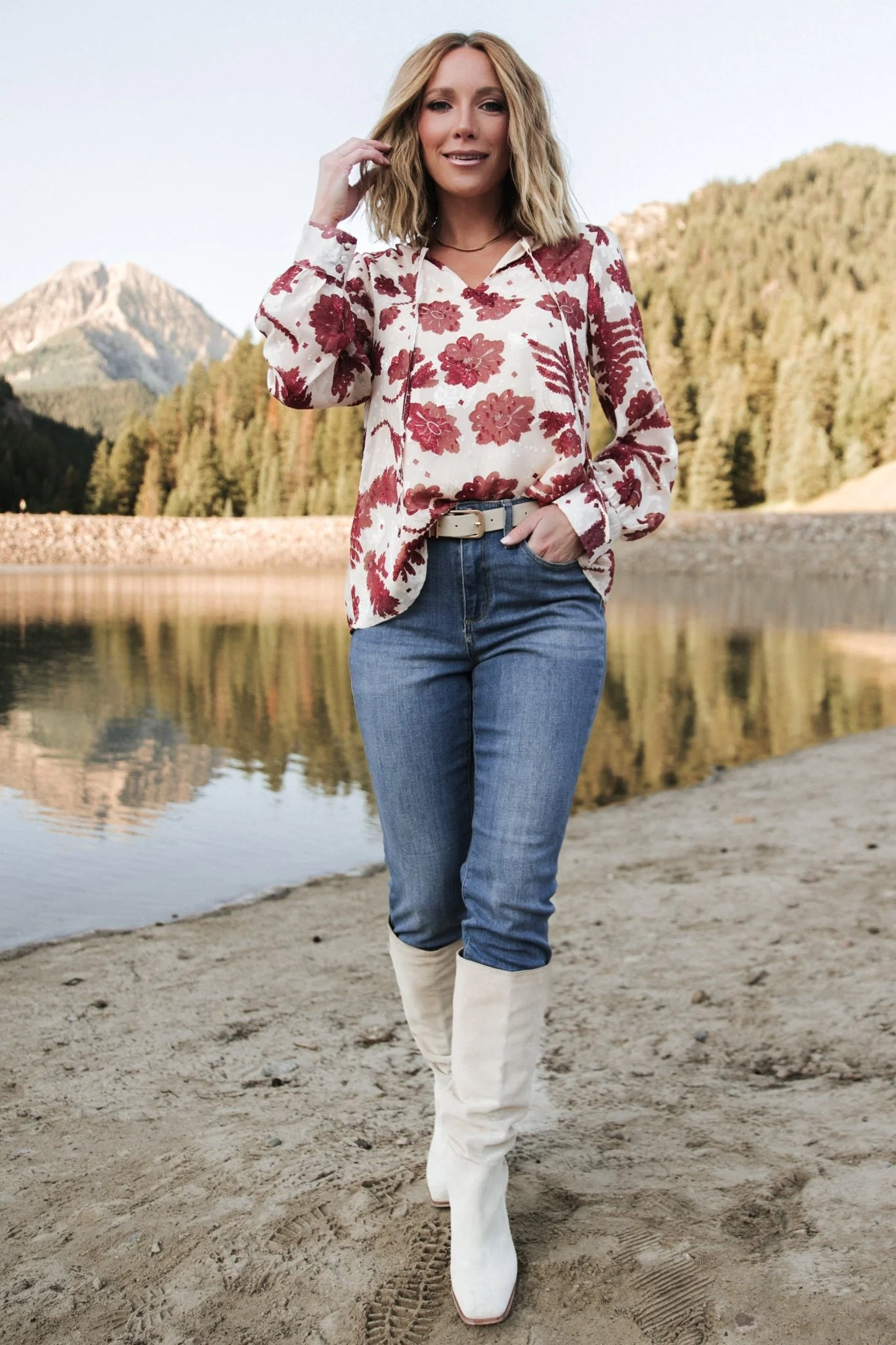 Charlotte Tie Blouse | Cream + Rust