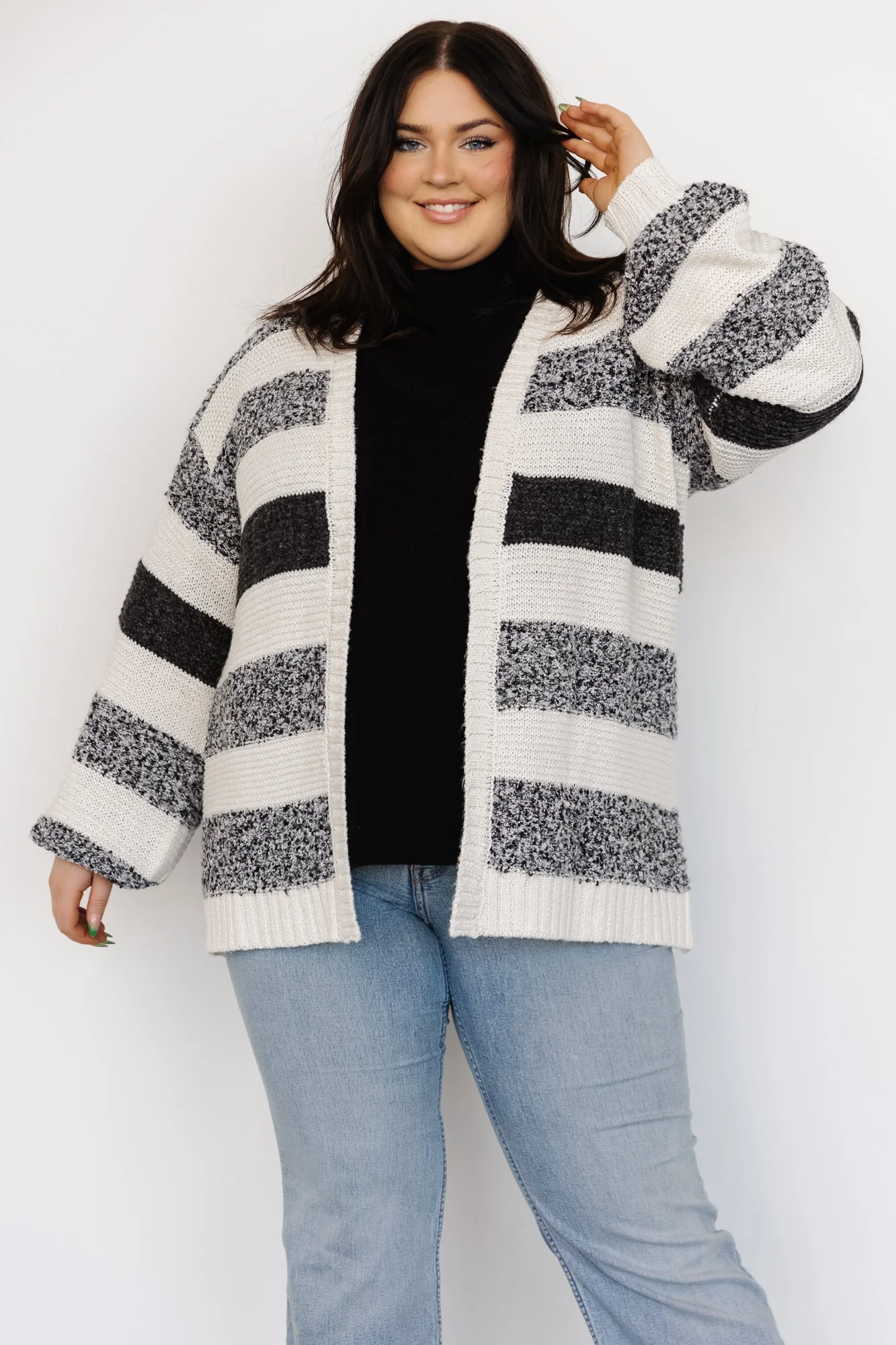 Banff Stripe Cardigan | Black + Ivory