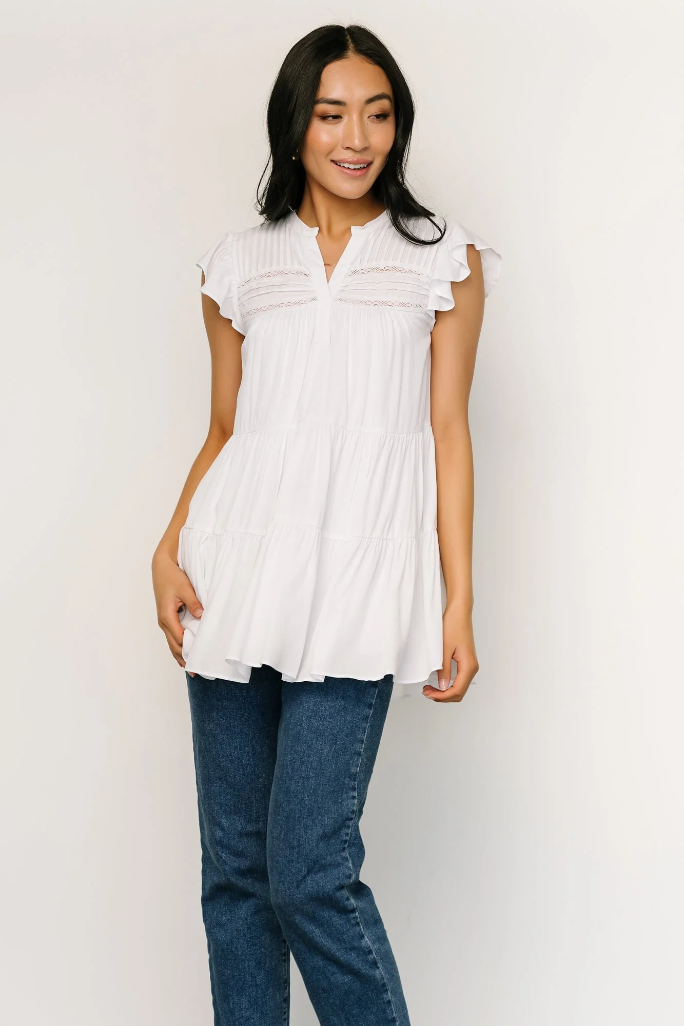 Margaret Tiered Top | White