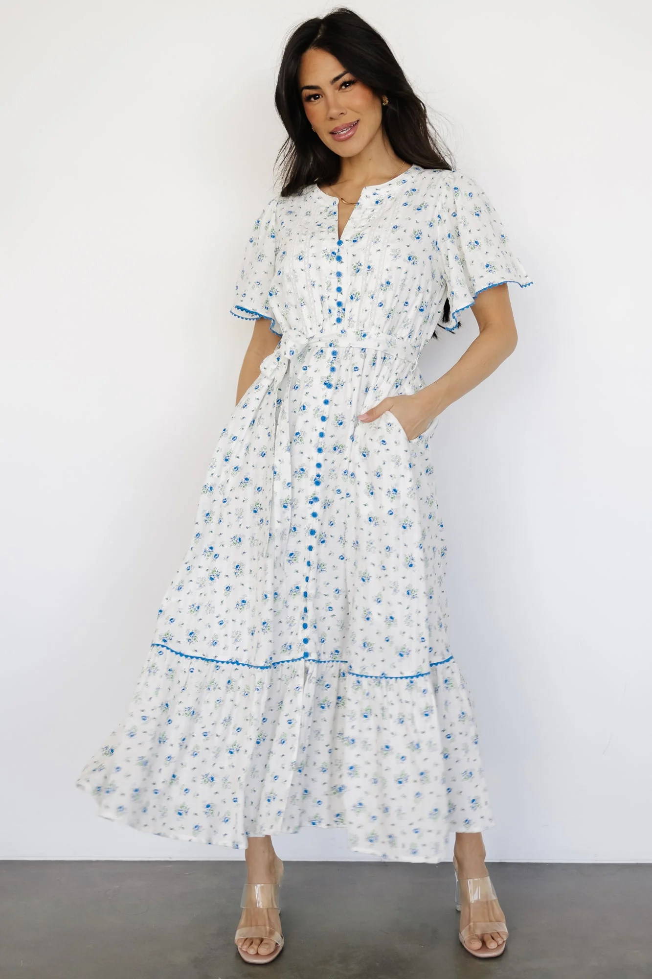 Janie Midi Dress | Ivory Multi Floral