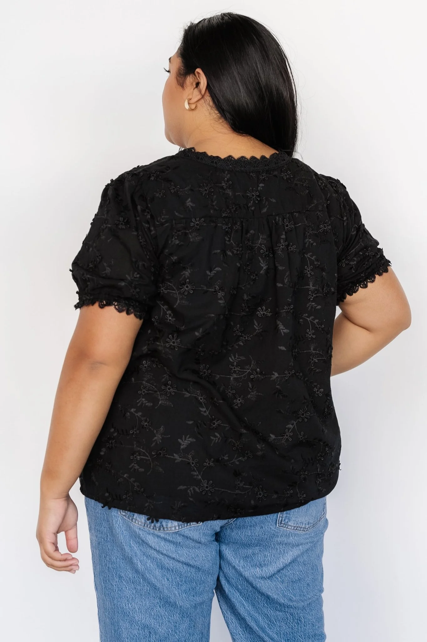 Pauline Embossed Top | Black