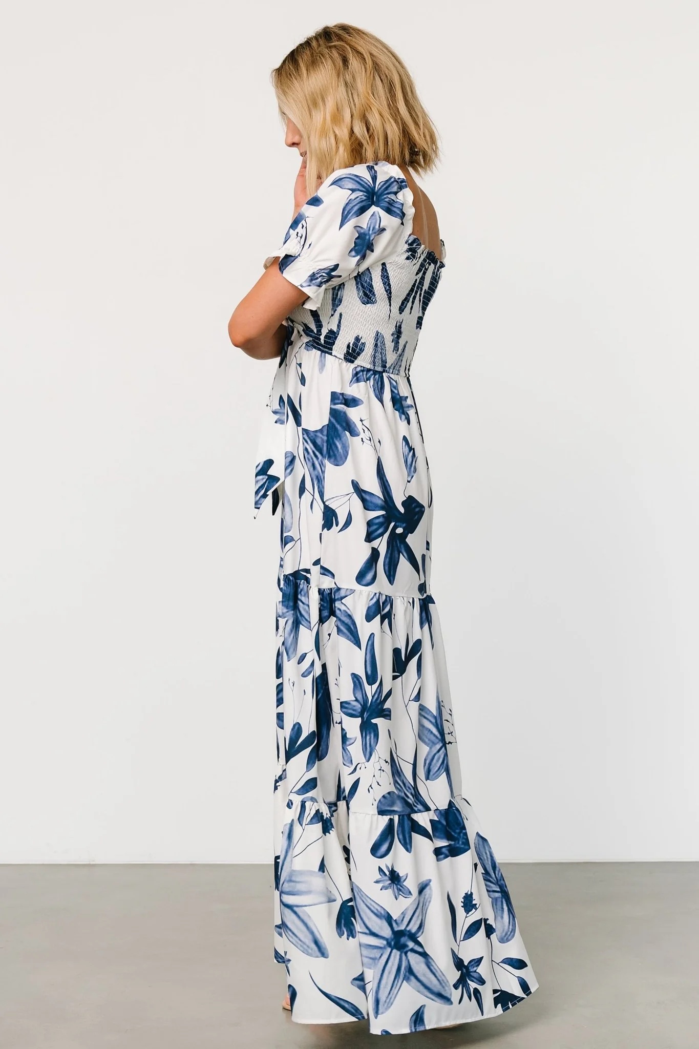 Hilaria Maxi Dress | White + Blue