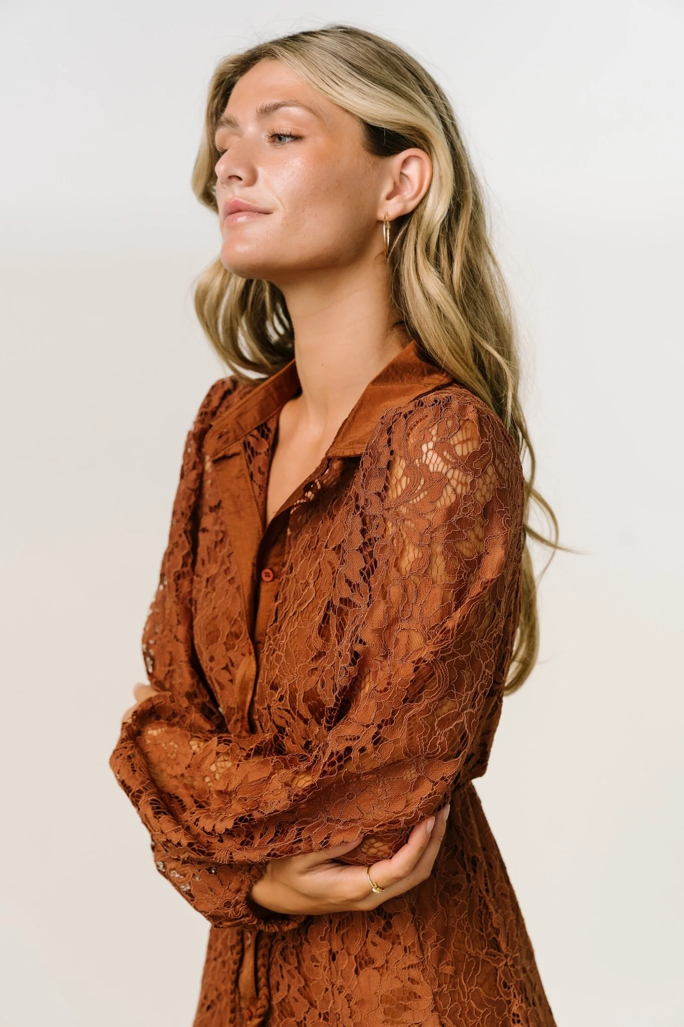 Stefan Lace Short Dress | Cinnamon