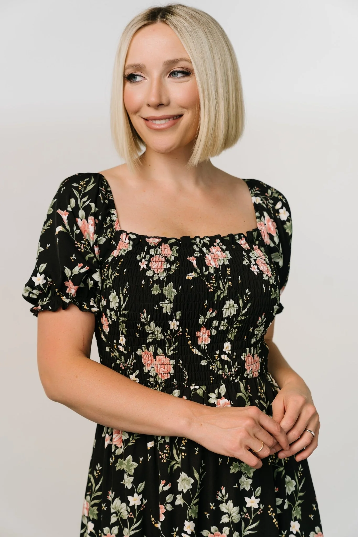 Capri Smocked Maxi Dress | Black Garden Floral