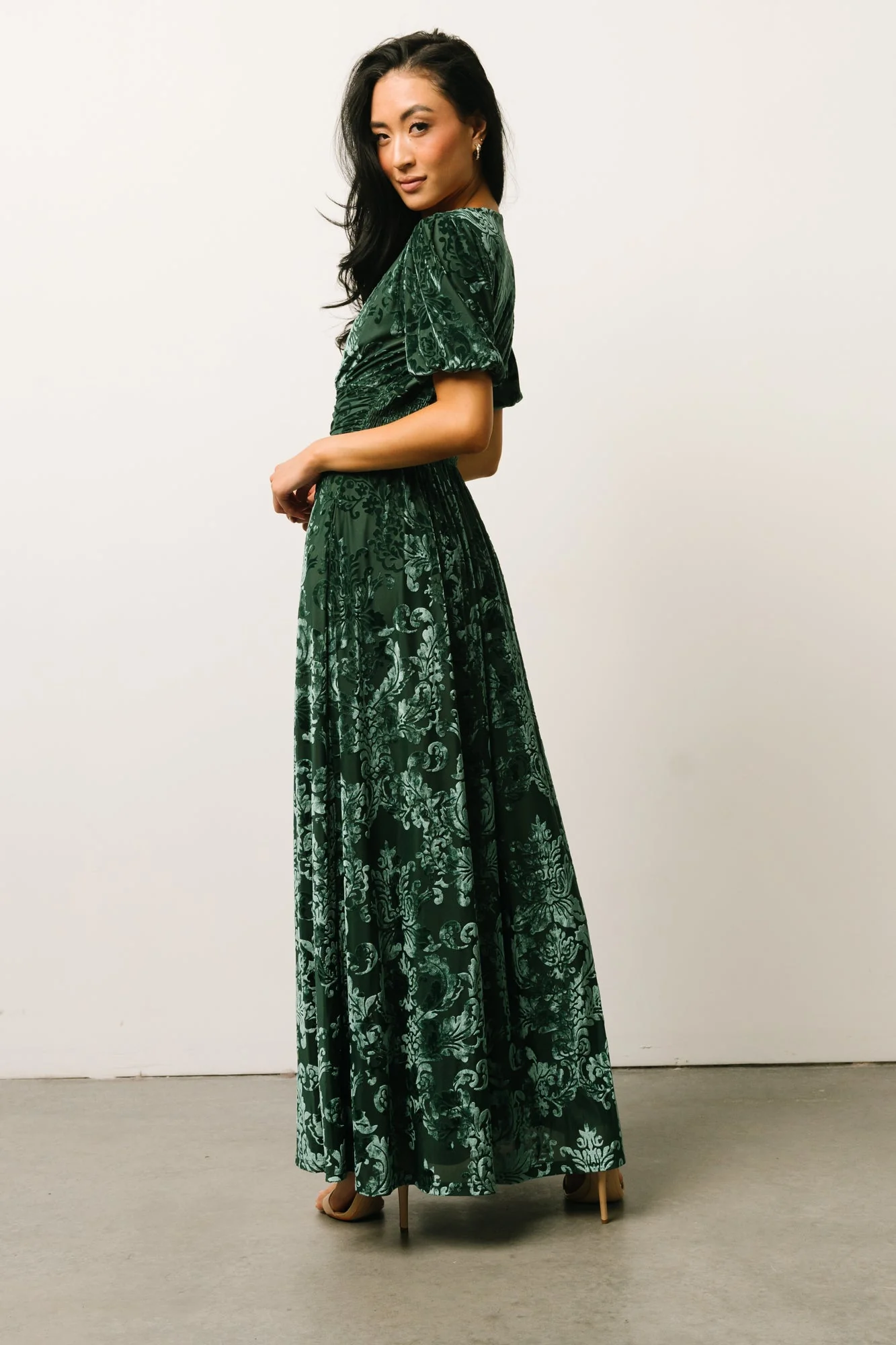 Leslie Velvet Maxi Dress | Pine