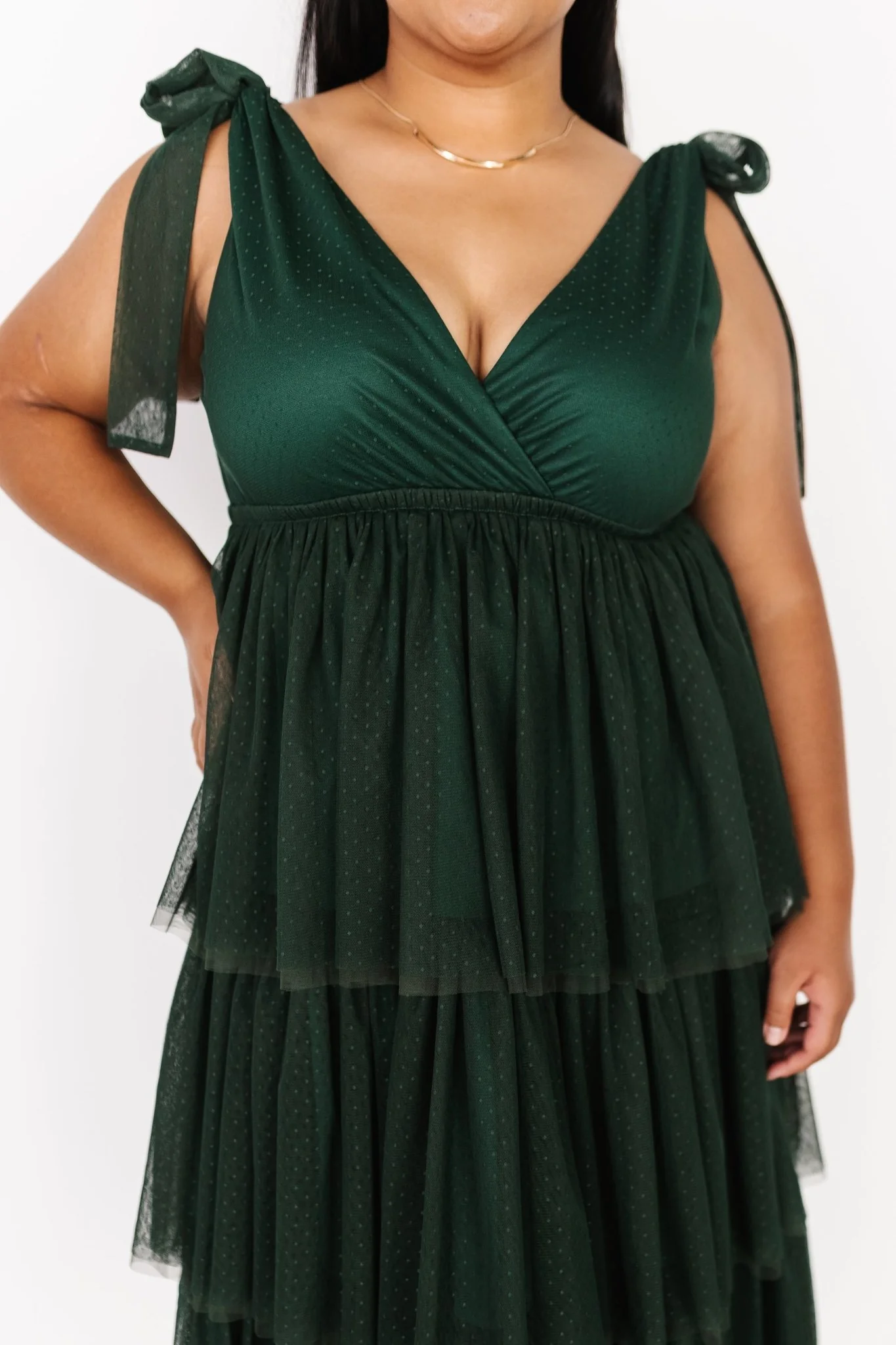 Tessa Tiered Tulle Tank Dress | Dark Green