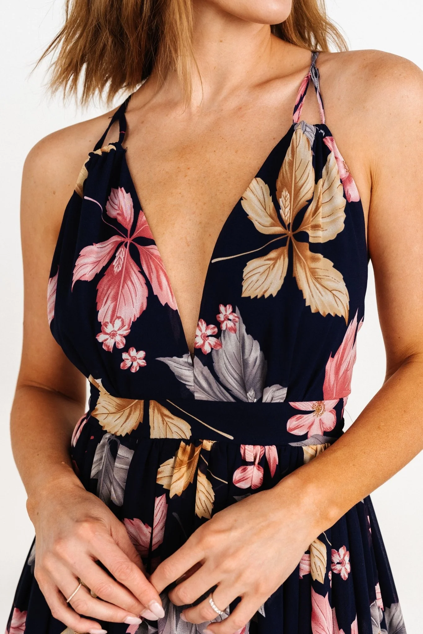 Suvi Open Back Maxi Dress | Navy Print