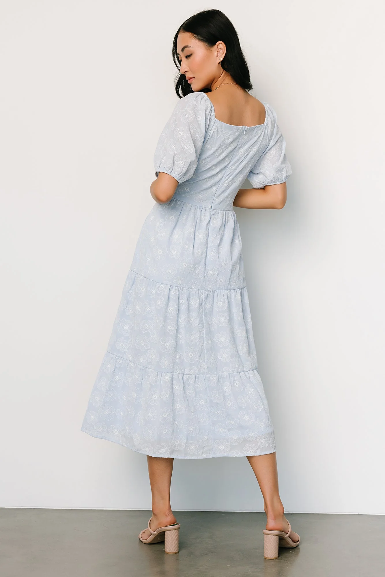 Mildred Embroidered Midi Dress | Light Blue