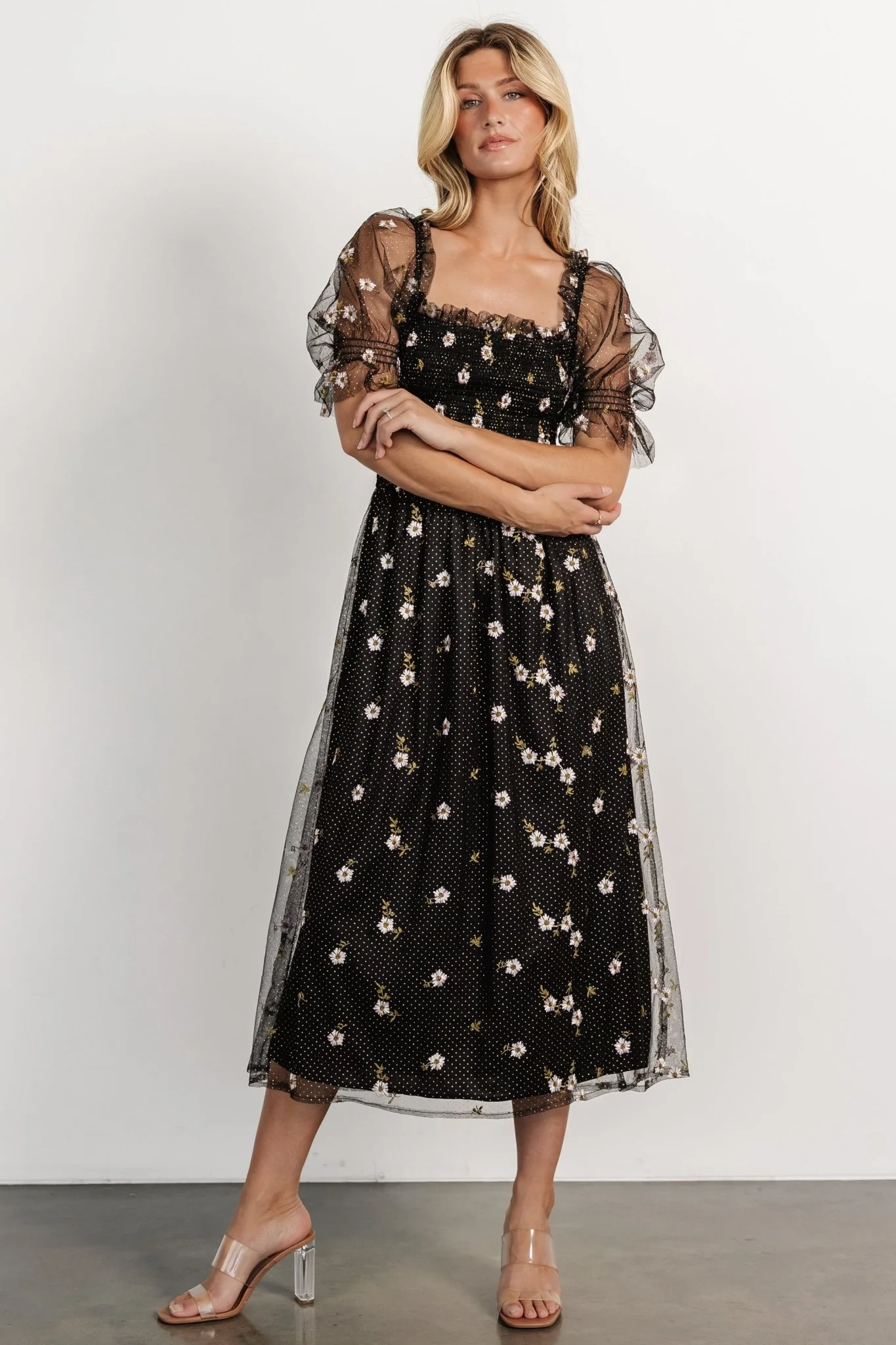 Emilia Embroidered Dress | Black