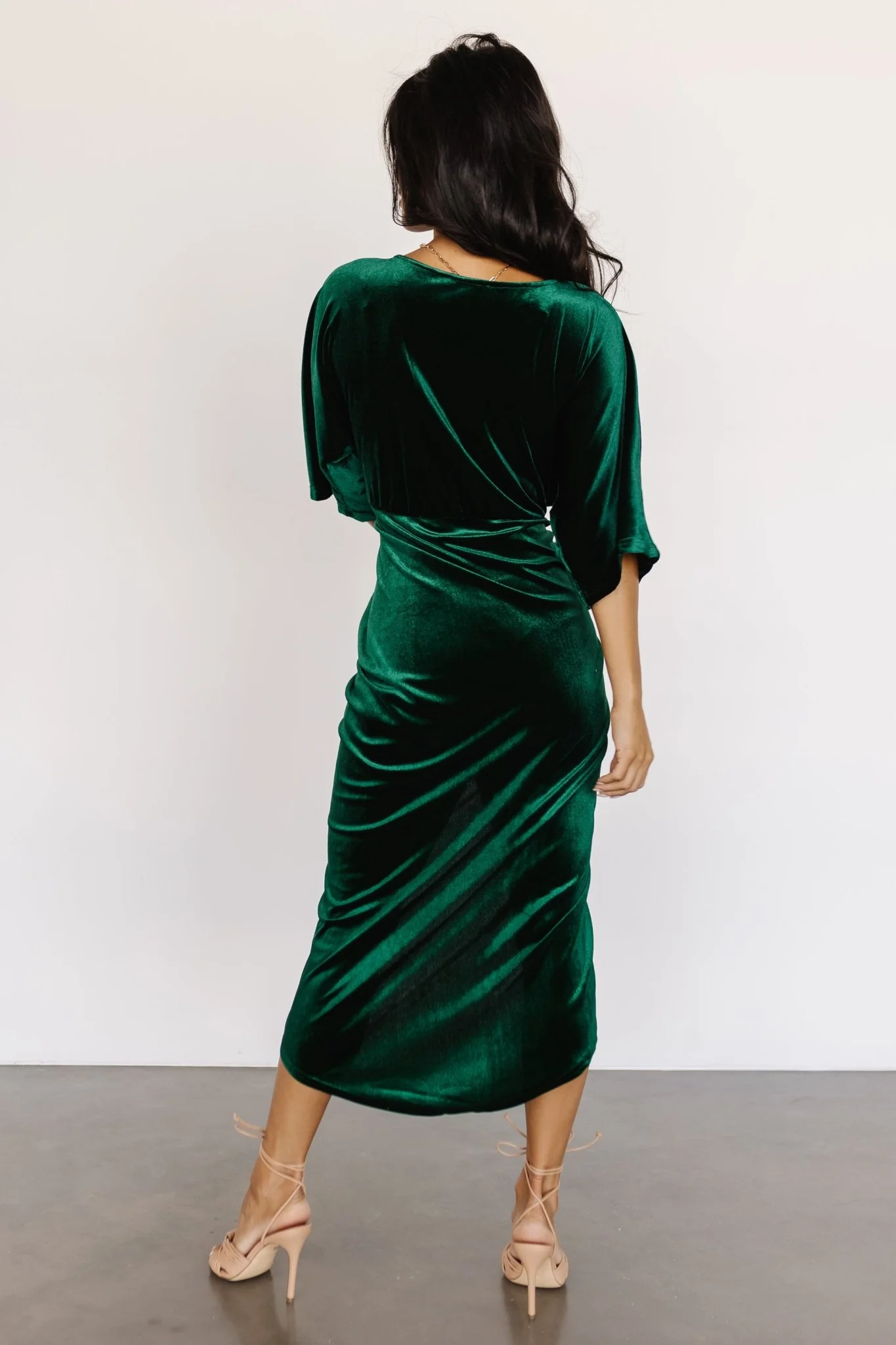 Brendyn Ruched Velvet Dress | Emerald