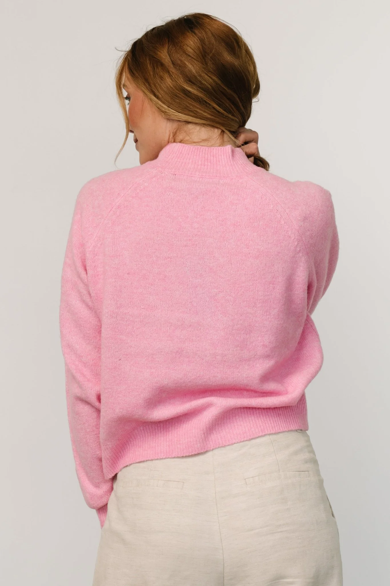 Bronson Mock Neck Sweater | Pink