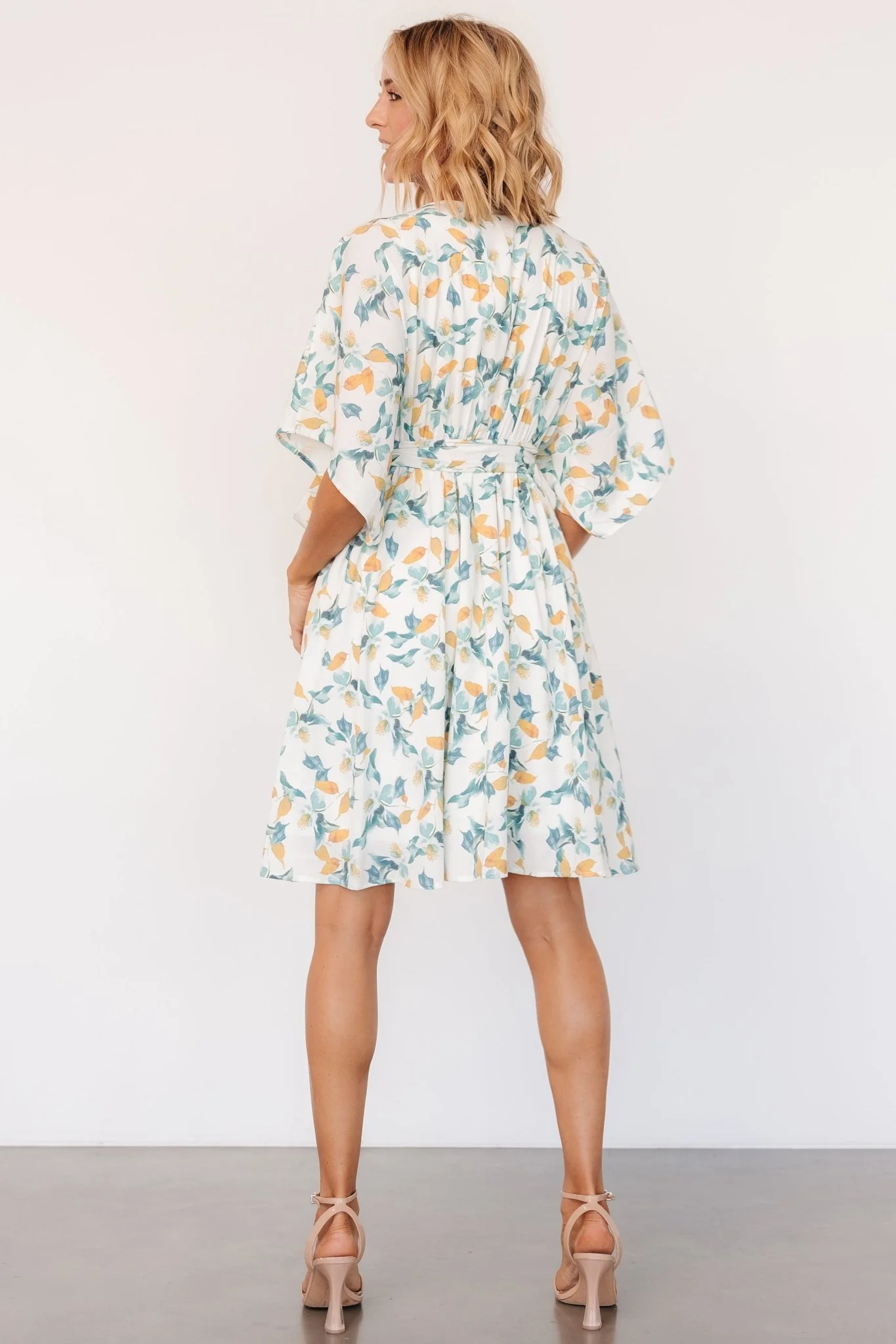 Raina Kimono Short Dress | Off White Multi Floral
