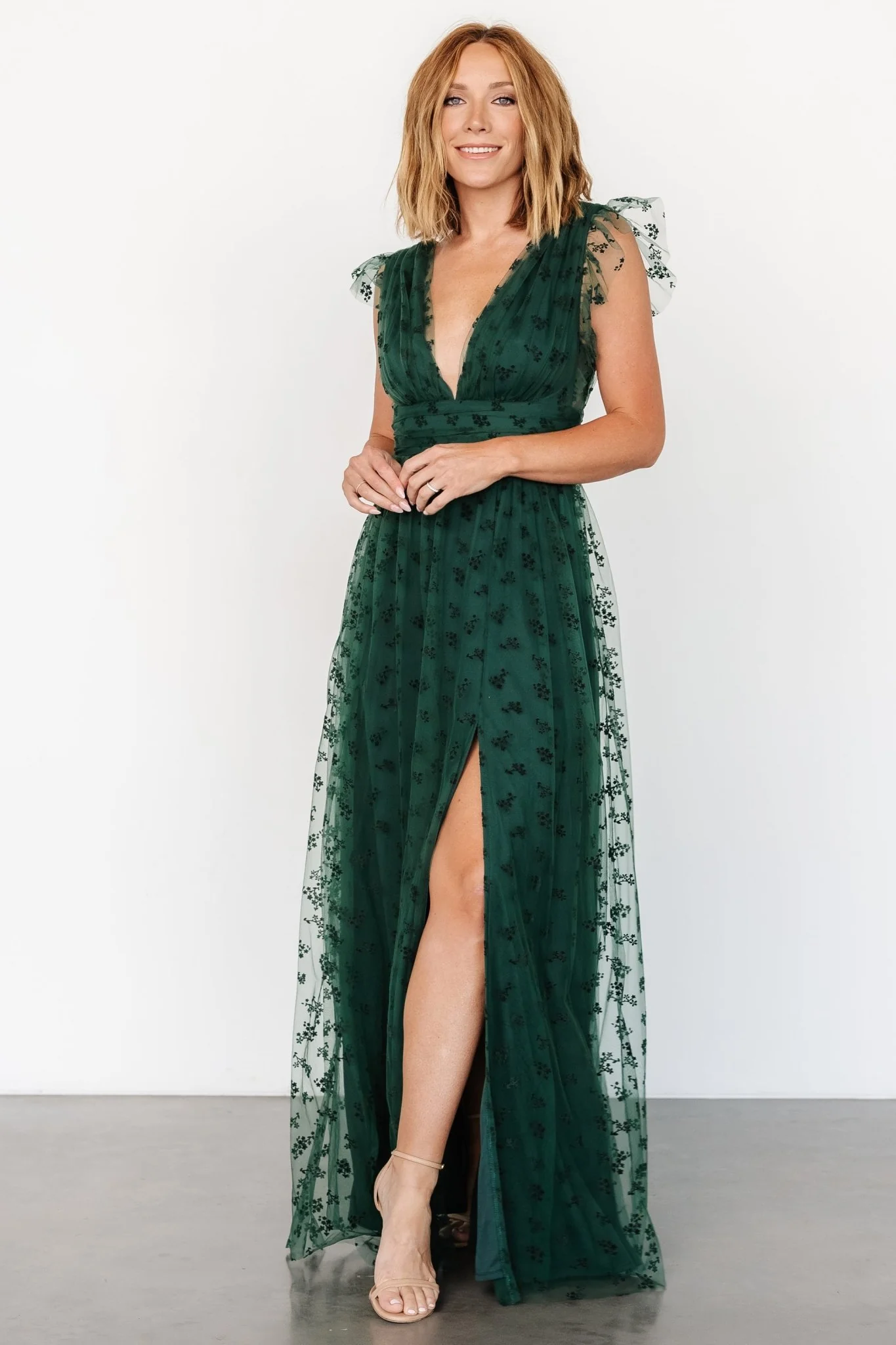 Caterina Tulle Maxi Dress | Dark Green
