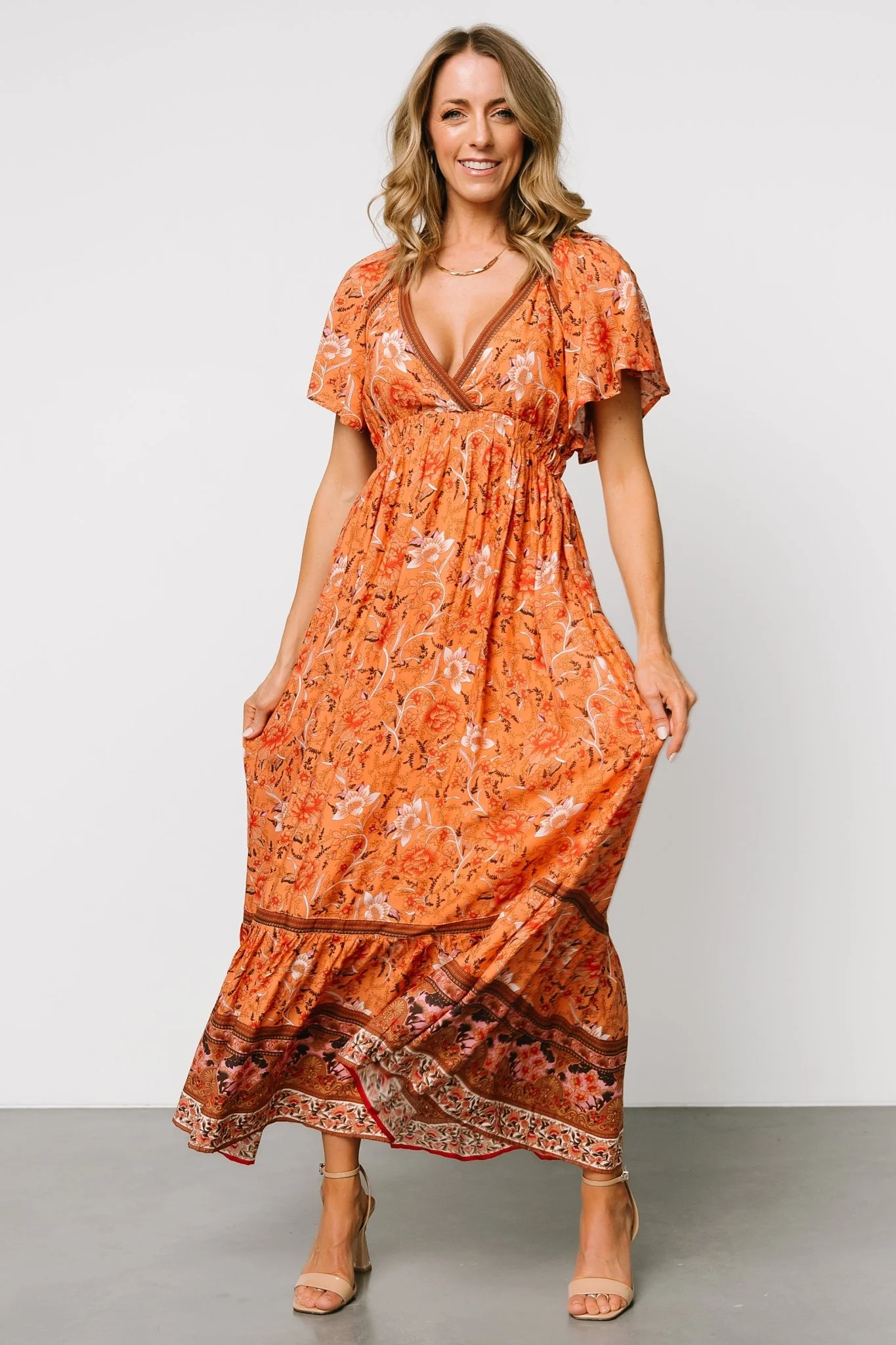 Marietta Maxi Dress | Orange Floral