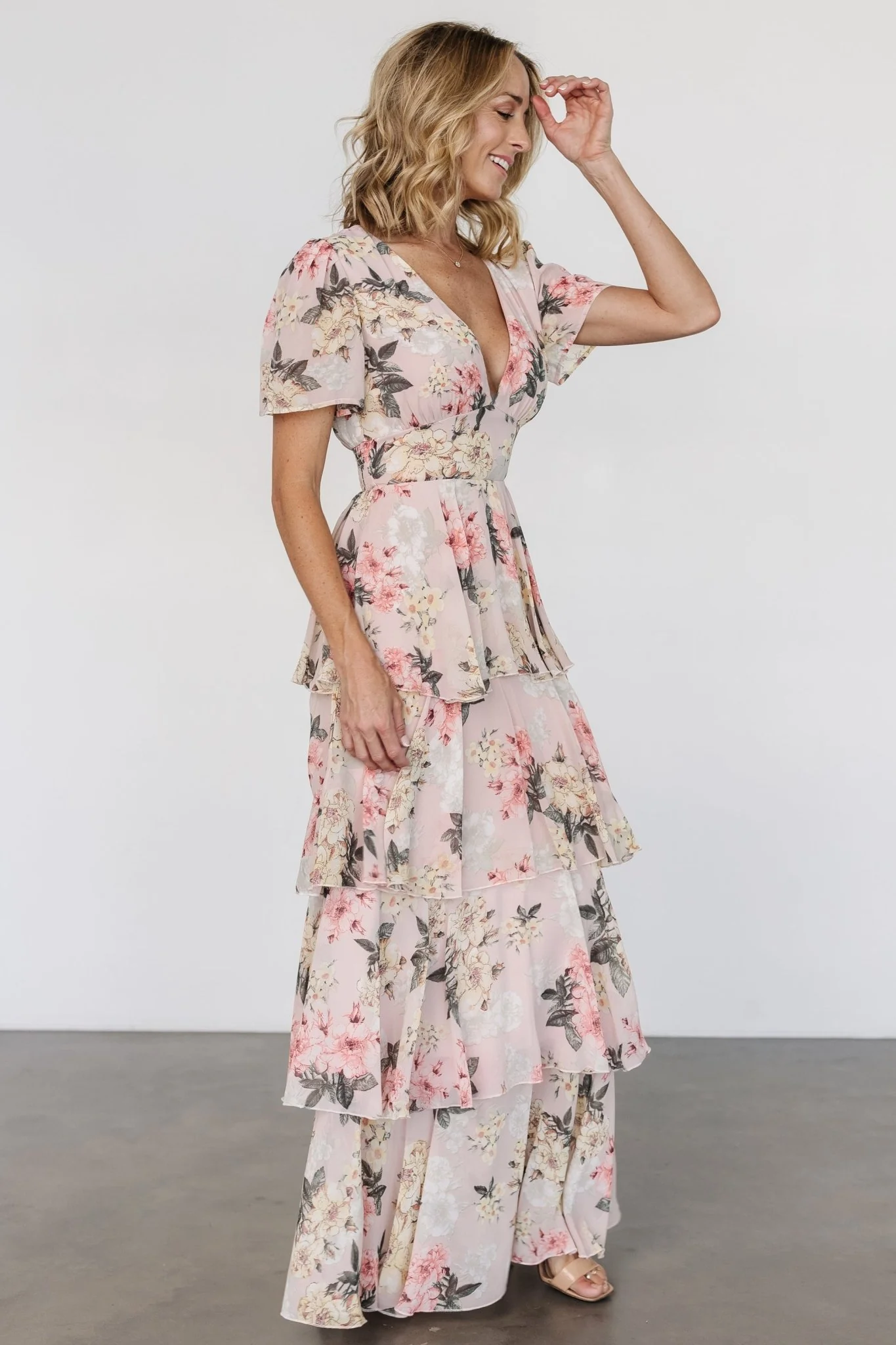 Montaigne Ruffle Maxi Dress | Pale Blush Floral