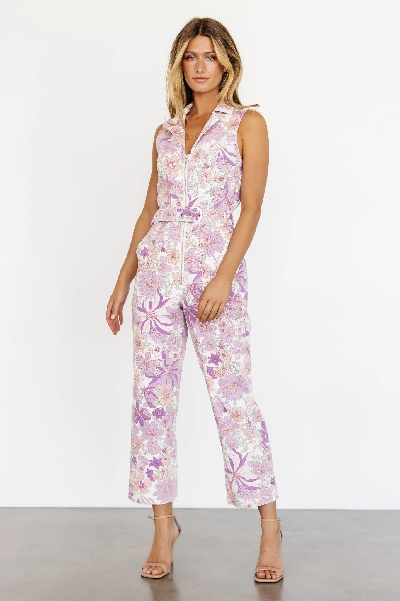 JoJo Sleeveless Jumpsuit | Purple Floral