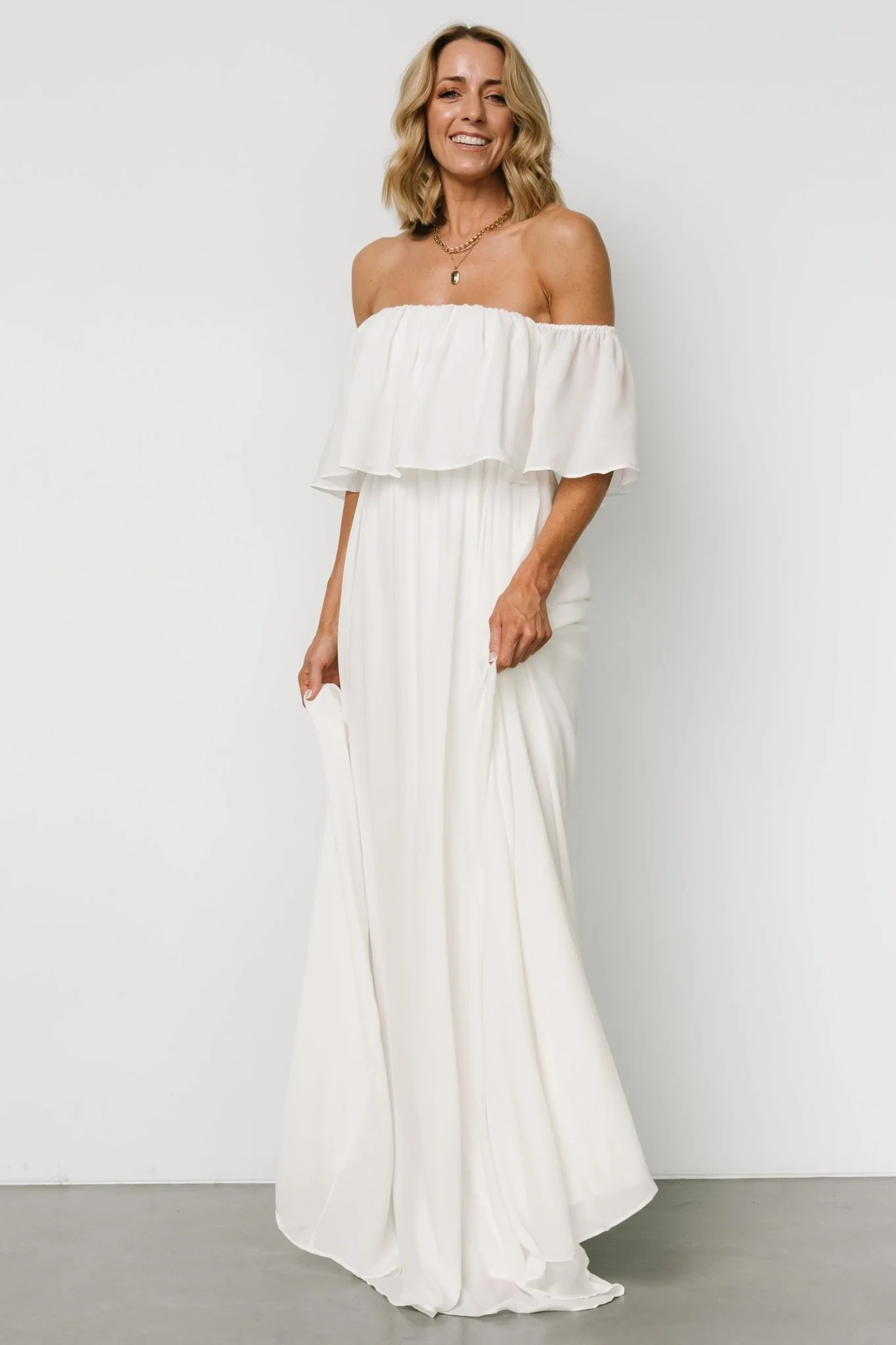 Diana Off Shoulder Maxi Dress | Off White