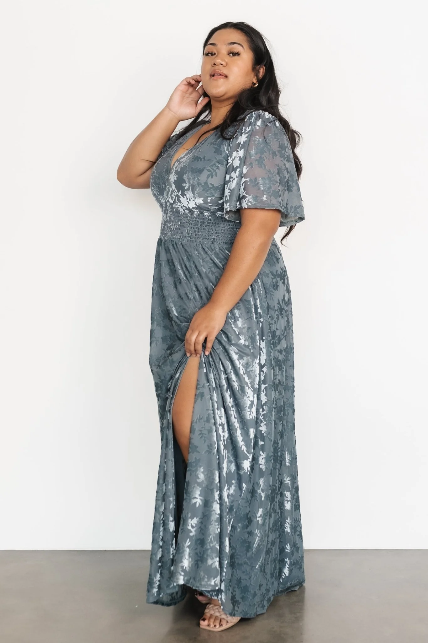 Veronica Velvet Maxi Dress | Slate Blue