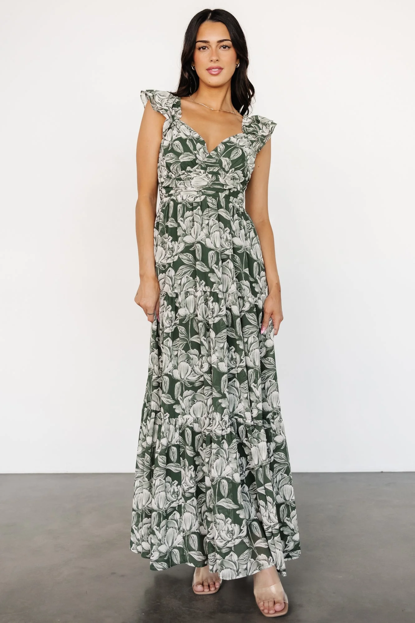 Martina Maxi Dress | Green + White